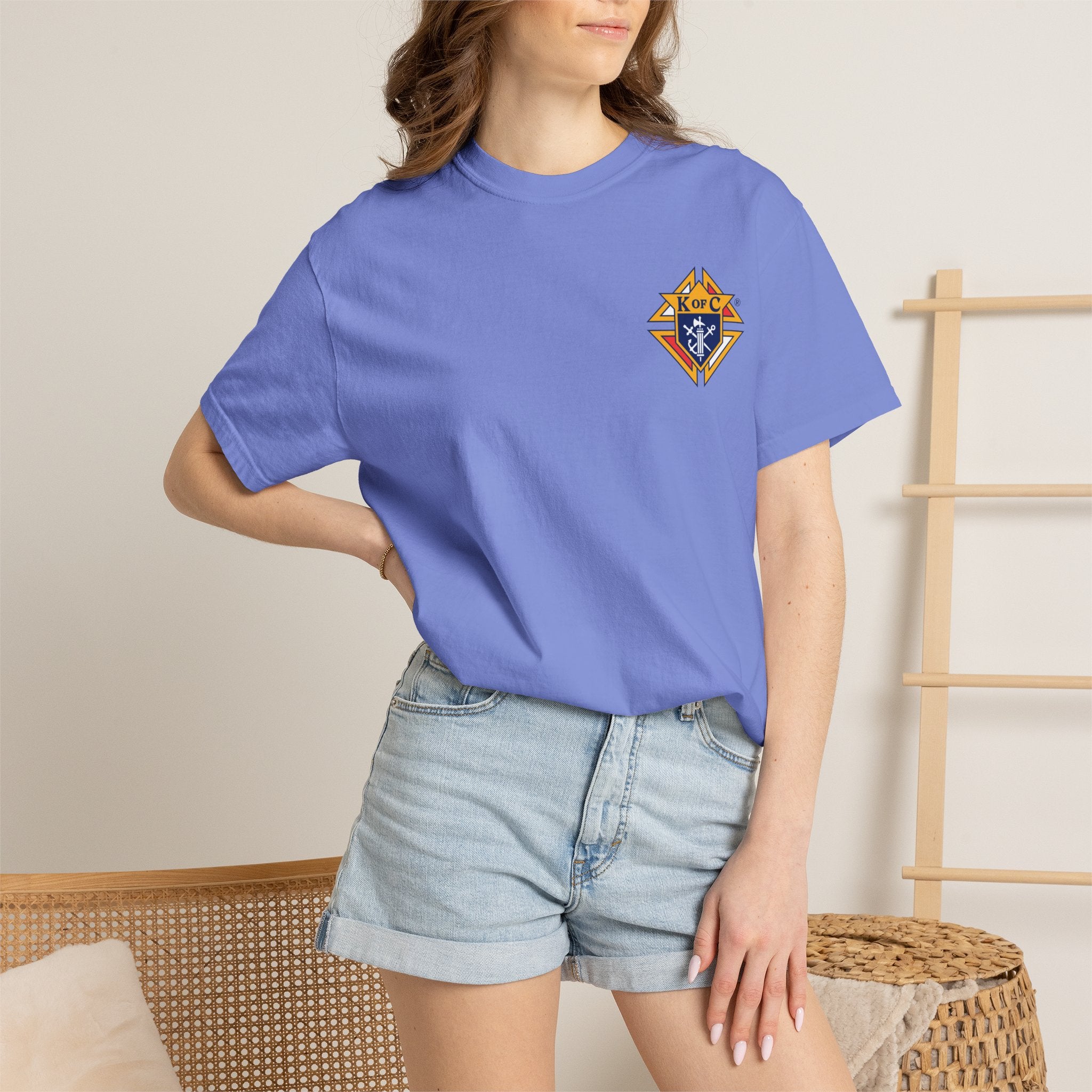 (Comfort Colors) Knights of Columbus Full Color Logo Front and Back