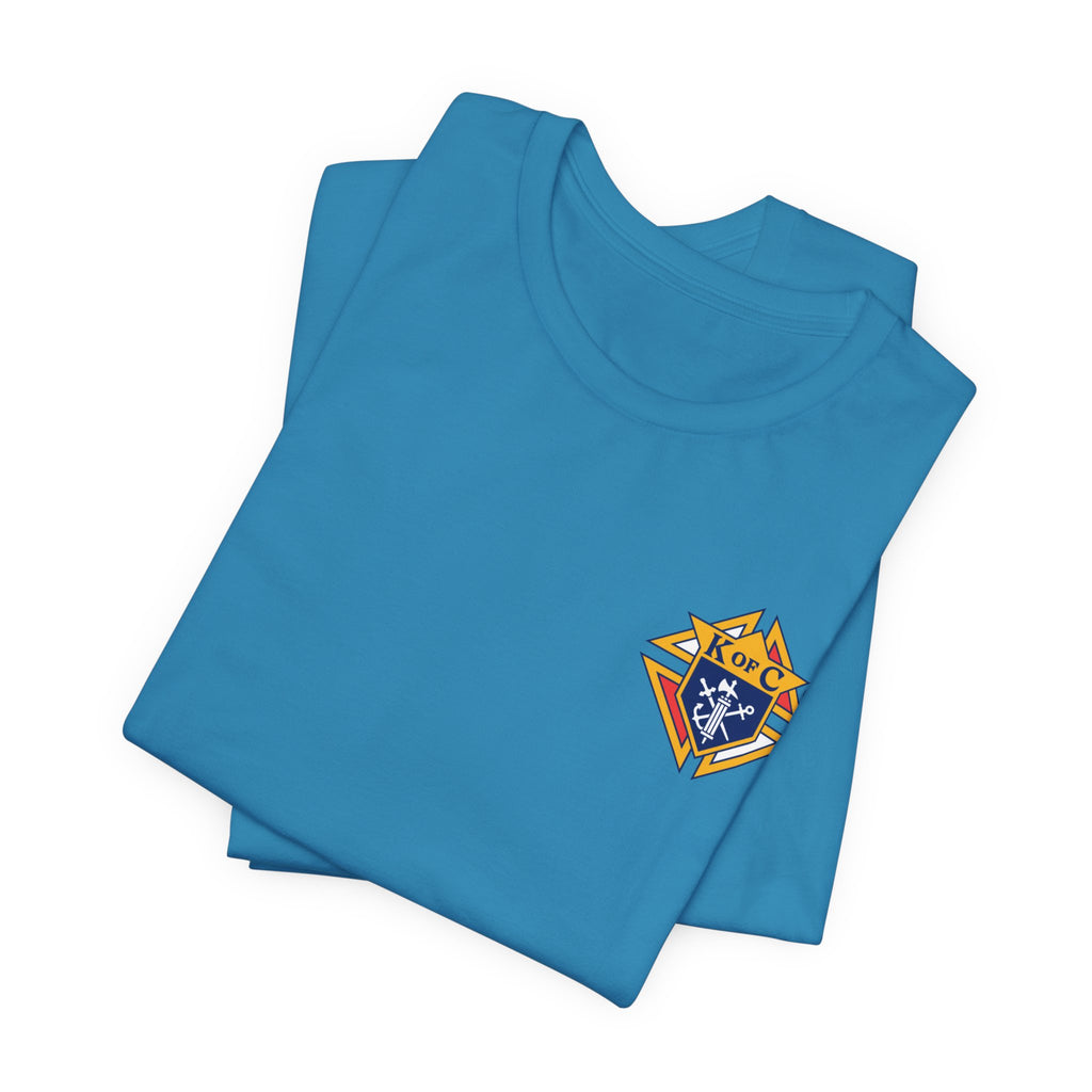 (Bella Canvas) 4th Degree Knights of Columbus Full Color Logo Front and Back, Left Sleeve