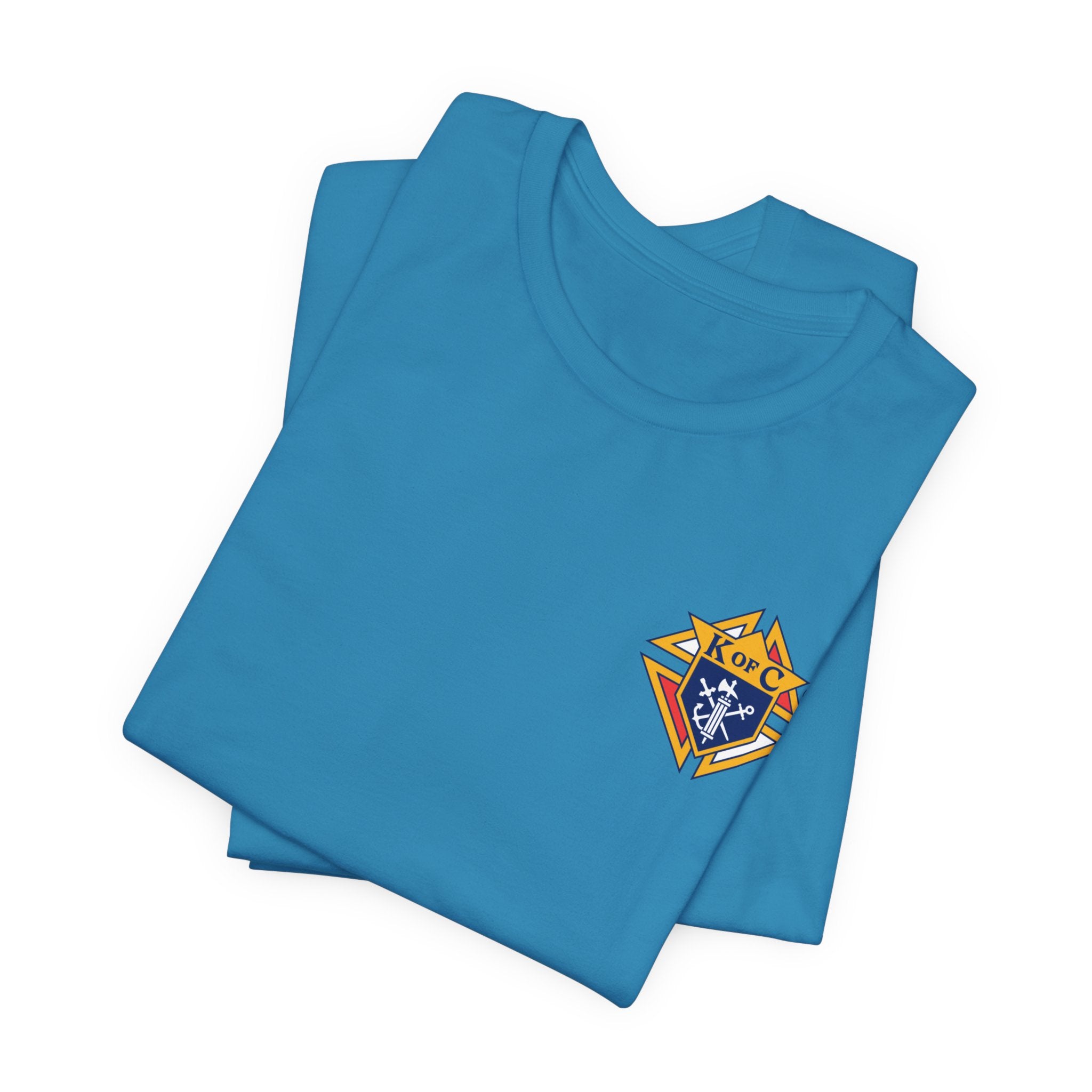 (Bella Canvas) 4th Degree Knights of Columbus Full Color Logo Front and Back, Left Sleeve