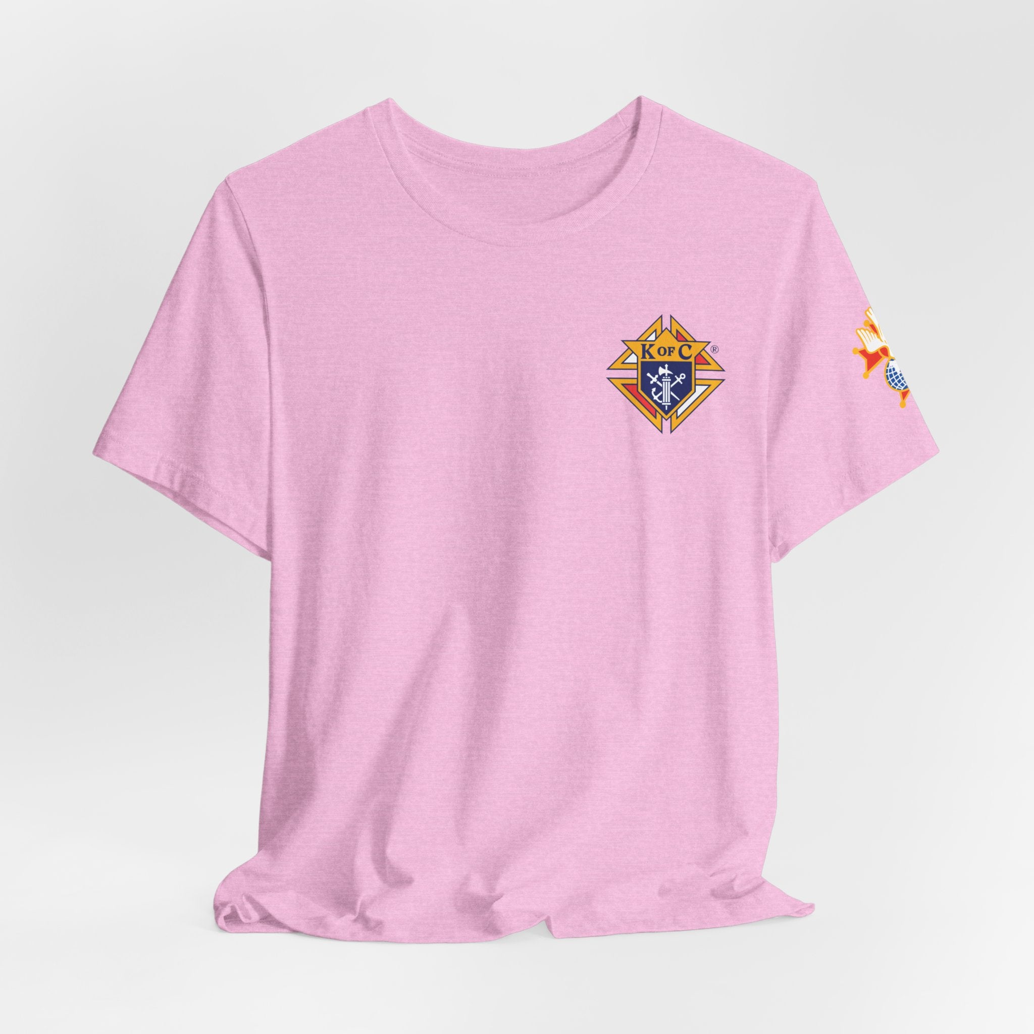 (Bella Canvas) 4th Degree Knights of Columbus Full Color Logo Front and Back, Left Sleeve
