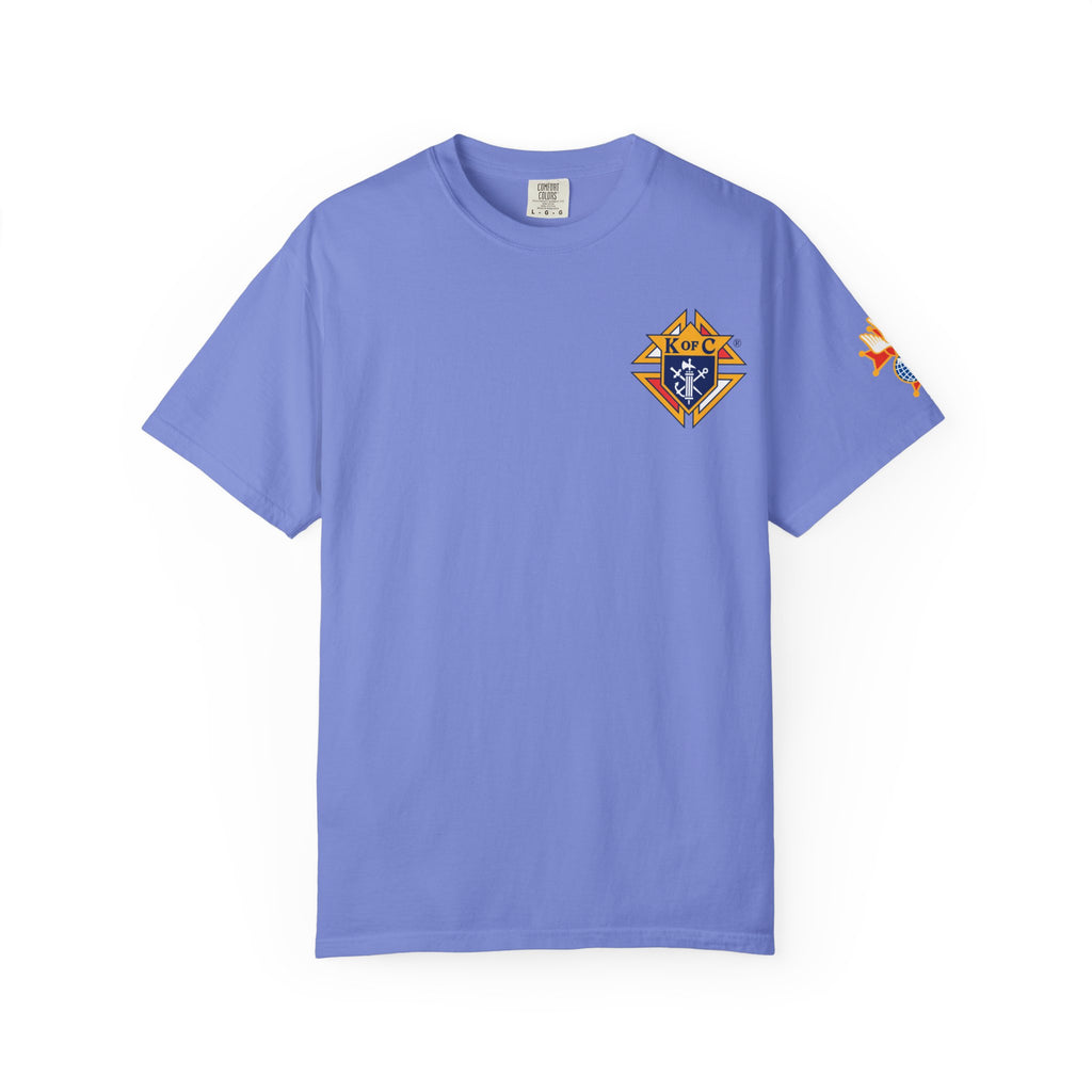 (Comfort Colors) 4th Degree Knights of Columbus Full Color Logo Front, Back Left Sleeve