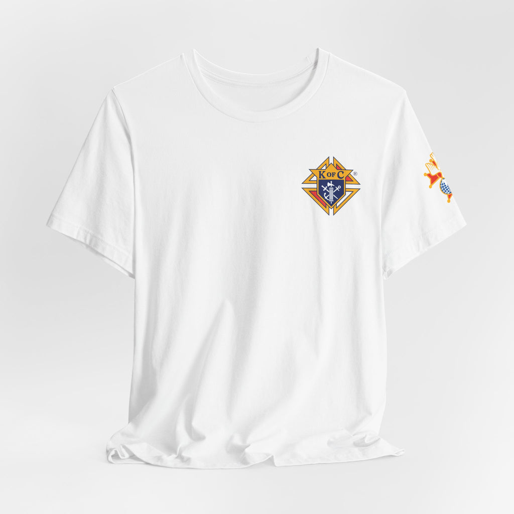 (Bella Canvas) 4th Degree Knights of Columbus Full Color Logo Front and Back, Left Sleeve