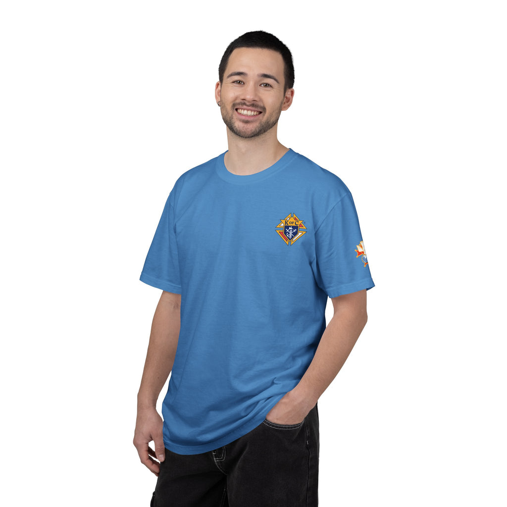 (Comfort Colors) 4th Degree Knights of Columbus Full Color Logo Front, Back Left Sleeve