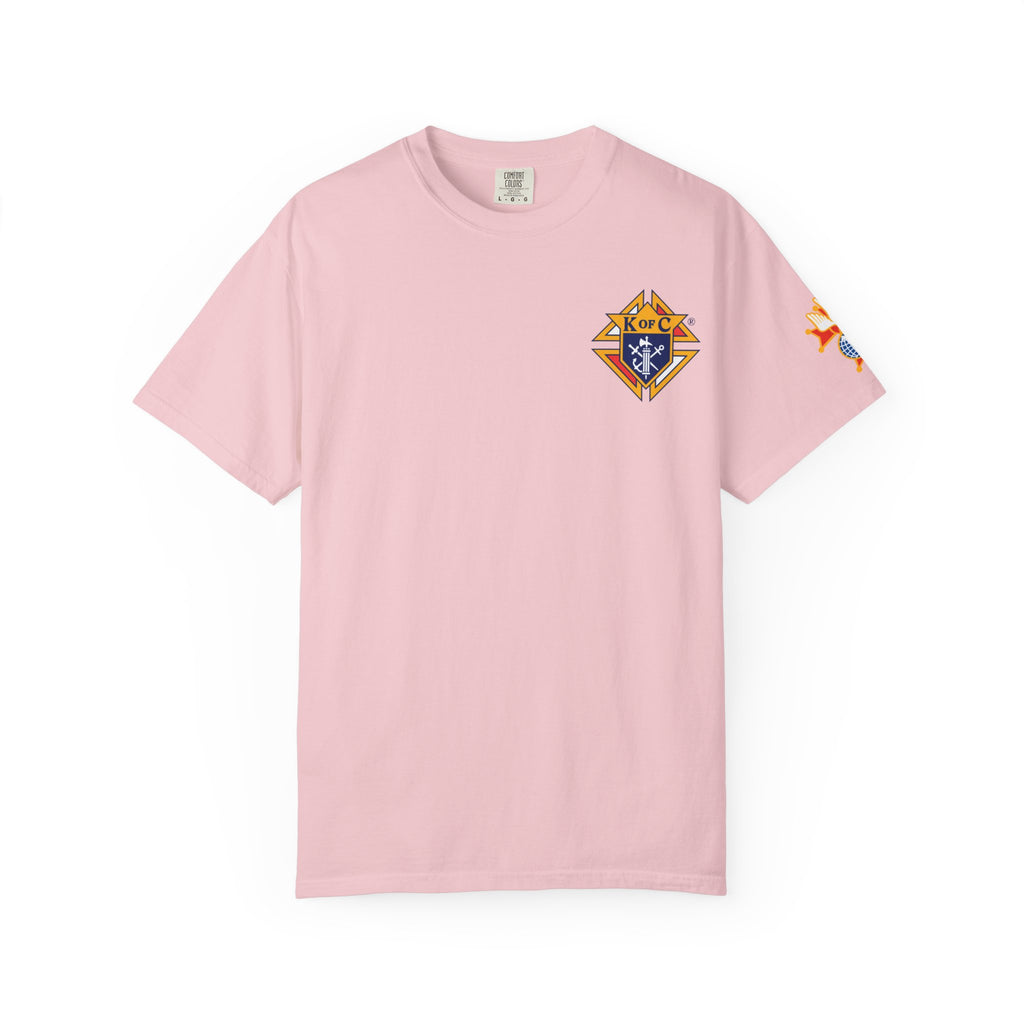(Comfort Colors) 4th Degree Knights of Columbus Full Color Logo Front, Back Left Sleeve