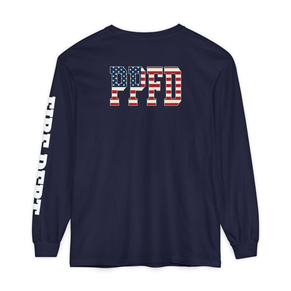T-Shirt PPFD Patch Front, PPDF Flag Back, FIRE DEPT Left Sleeve
