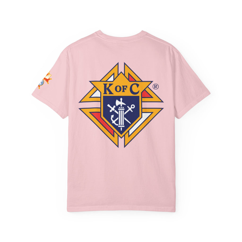 (Comfort Colors) 4th Degree Knights of Columbus Full Color Logo Front, Back Left Sleeve