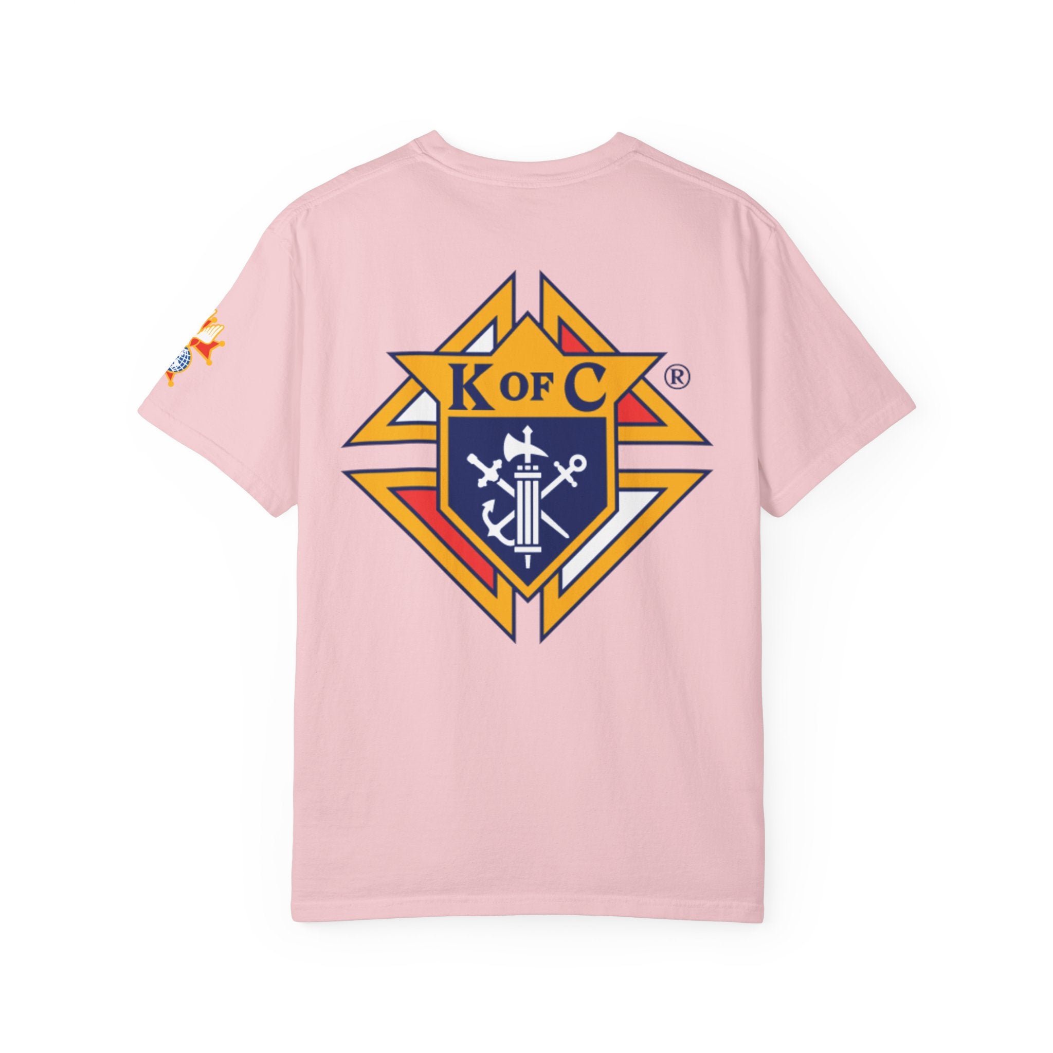 (Comfort Colors) 4th Degree Knights of Columbus Full Color Logo Front, Back Left Sleeve