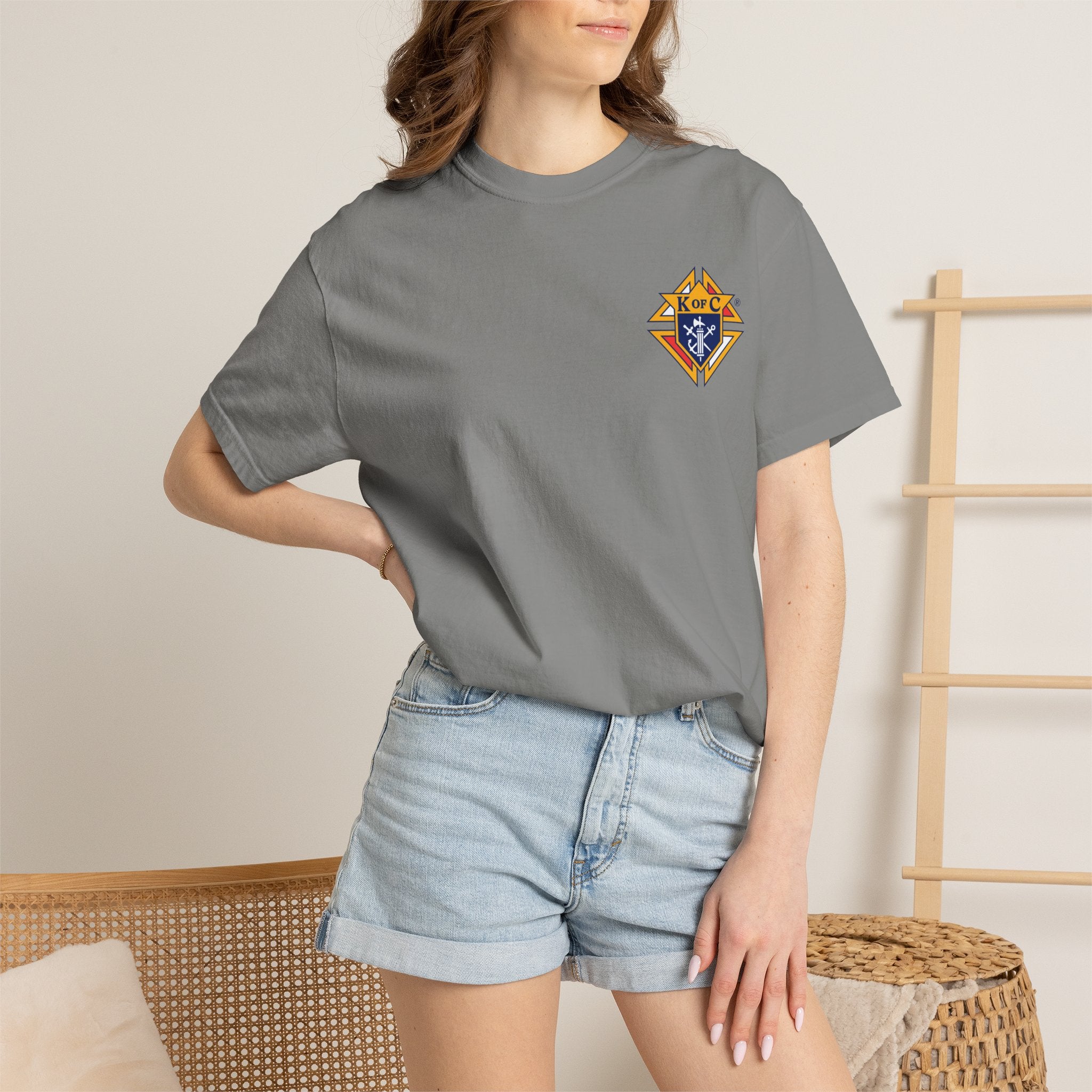 (Comfort Colors) Knights of Columbus Full Color Logo Front and Back