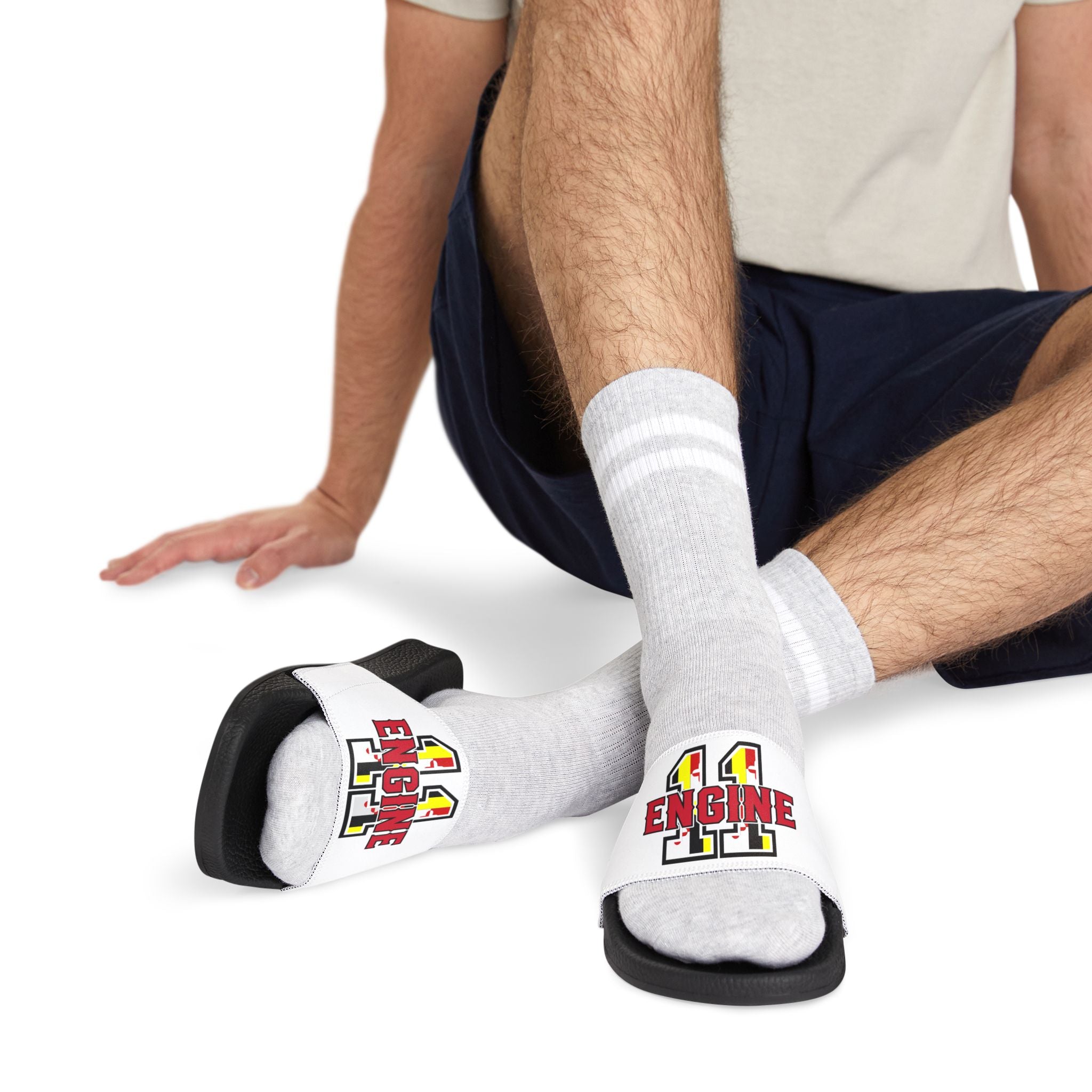 Slide Sandals — 'Engine 11_MD MFlag_Removable-Strap Pool Slides