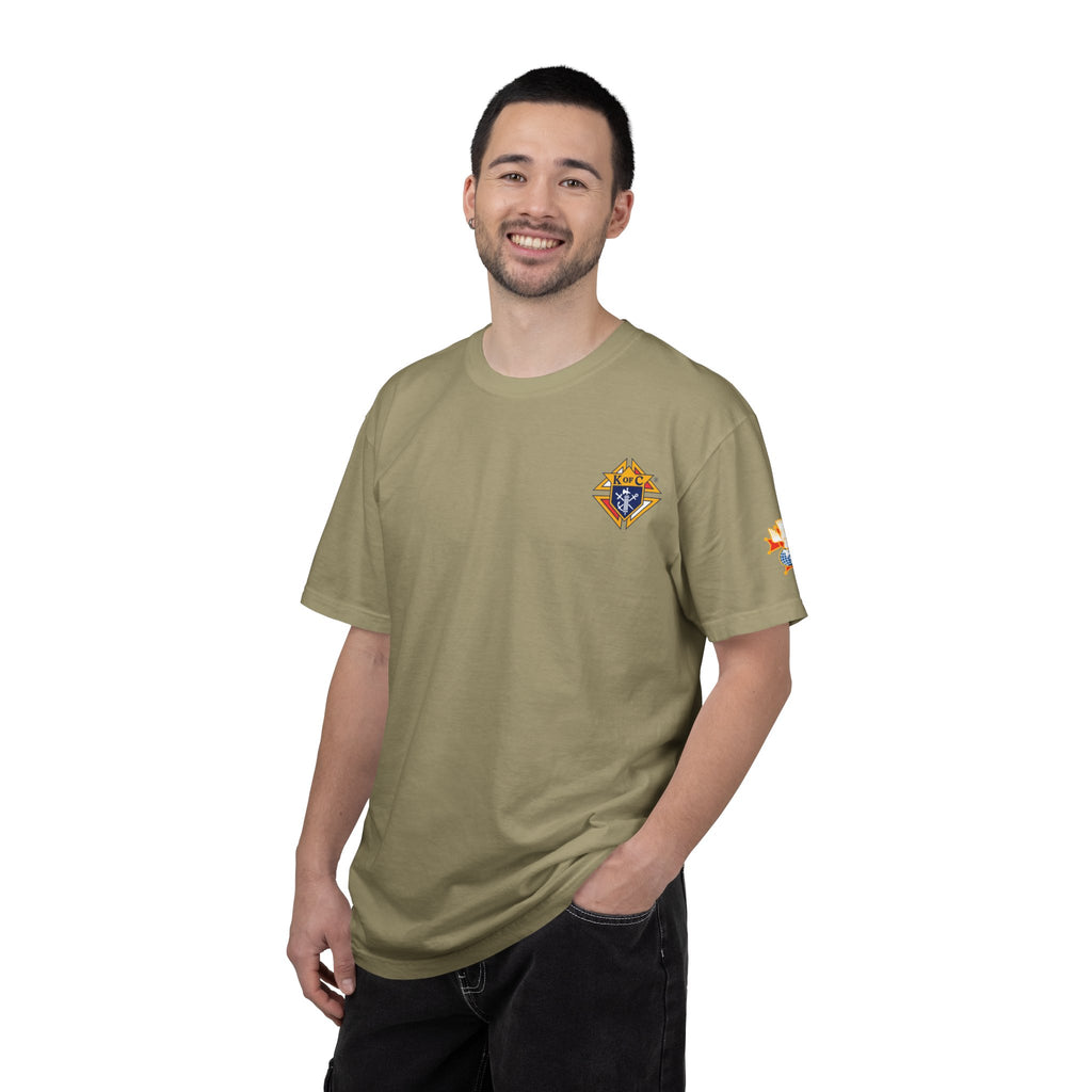 (Comfort Colors) 4th Degree Knights of Columbus Full Color Logo Front, Back Left Sleeve