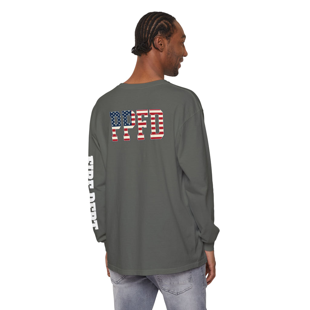 T-Shirt PPFD Patch Front, PPDF Flag Back, FIRE DEPT Left Sleeve