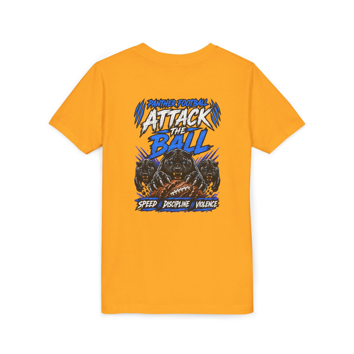 Youth Football 'Attack the Ball' Short Sleeve Tee - Panther Defense Graphic