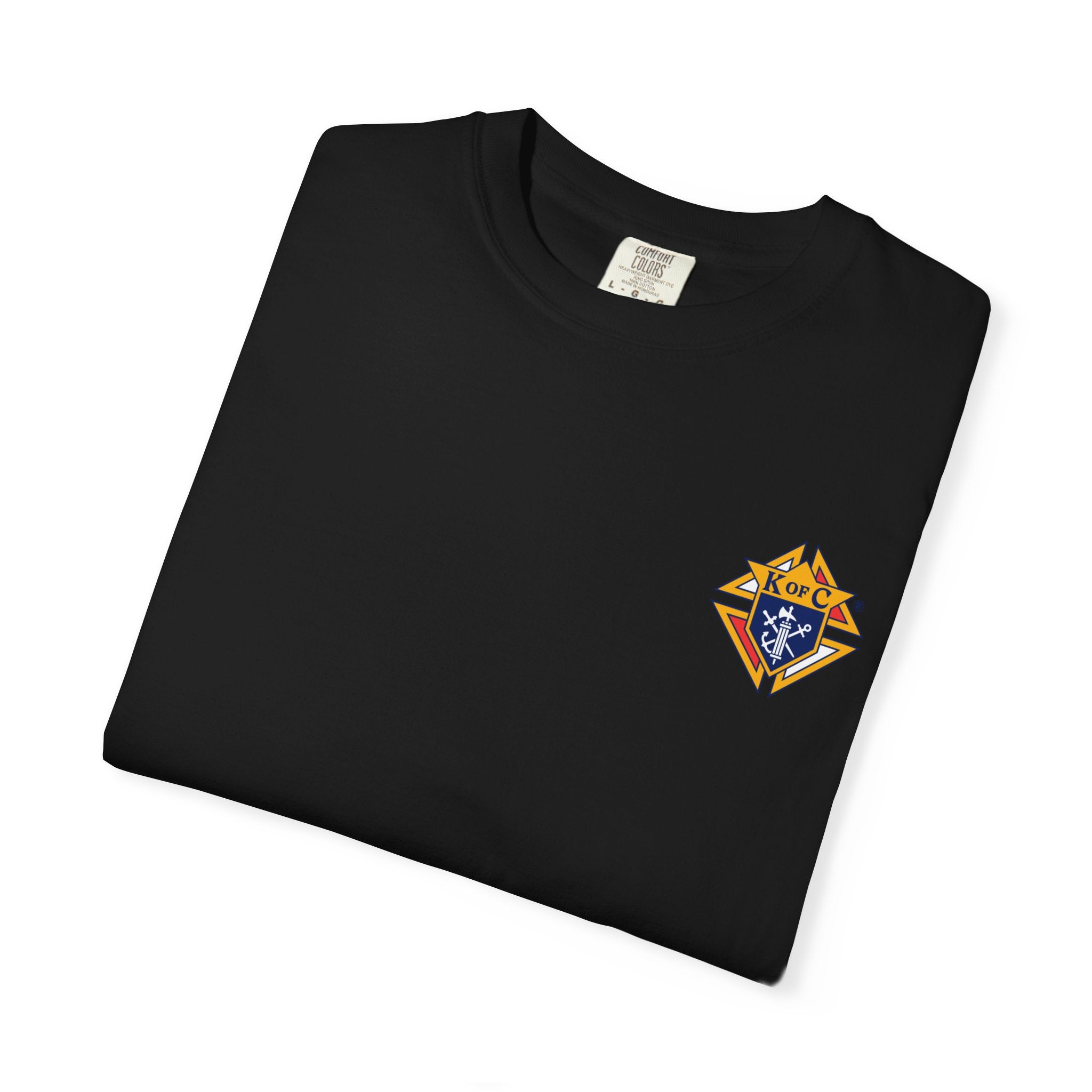 (Comfort Colors) 4th Degree Knights of Columbus Full Color Logo Front, Back Left Sleeve