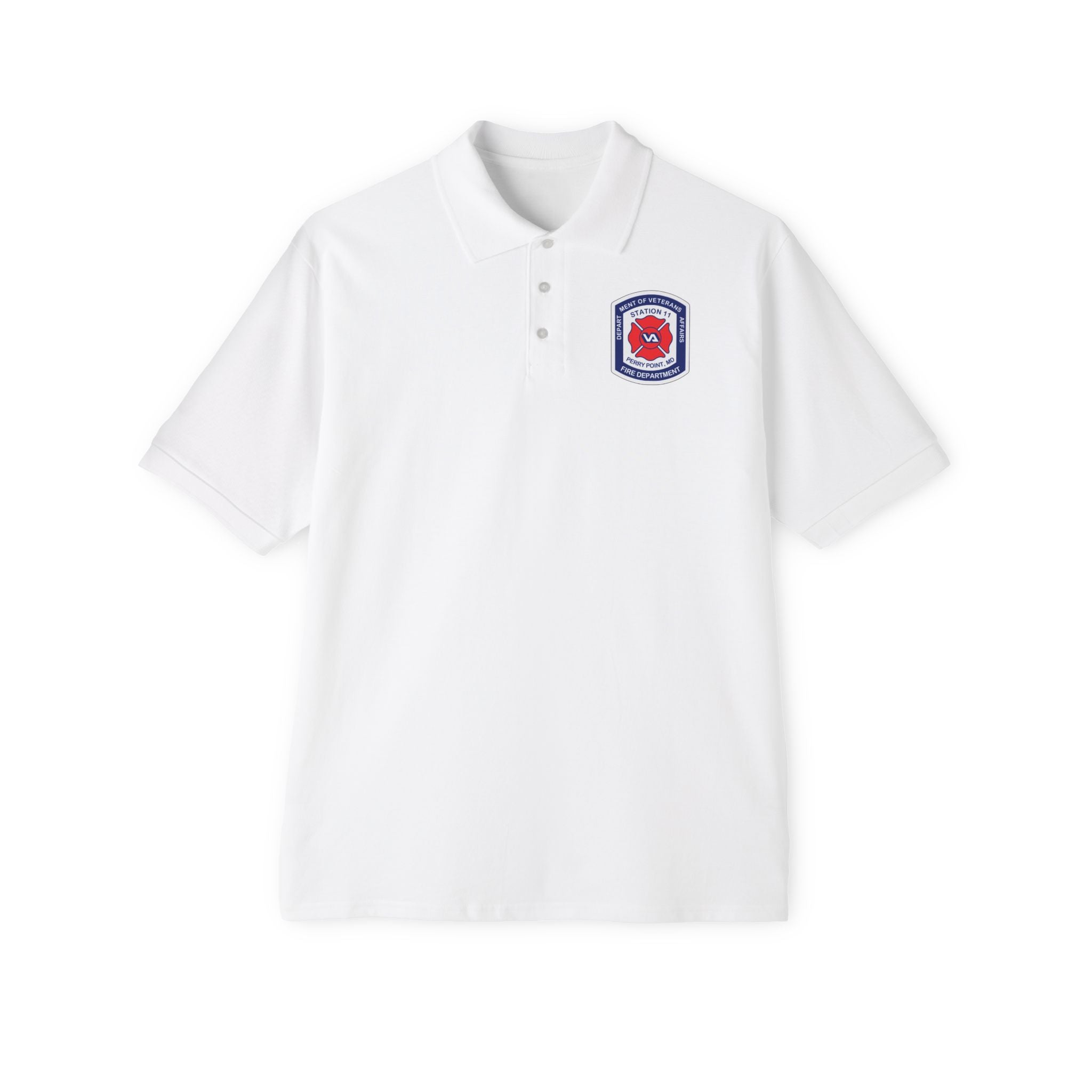 Jerzees Men's Polo Shirt with Fire Department Patch Chest Logo Only