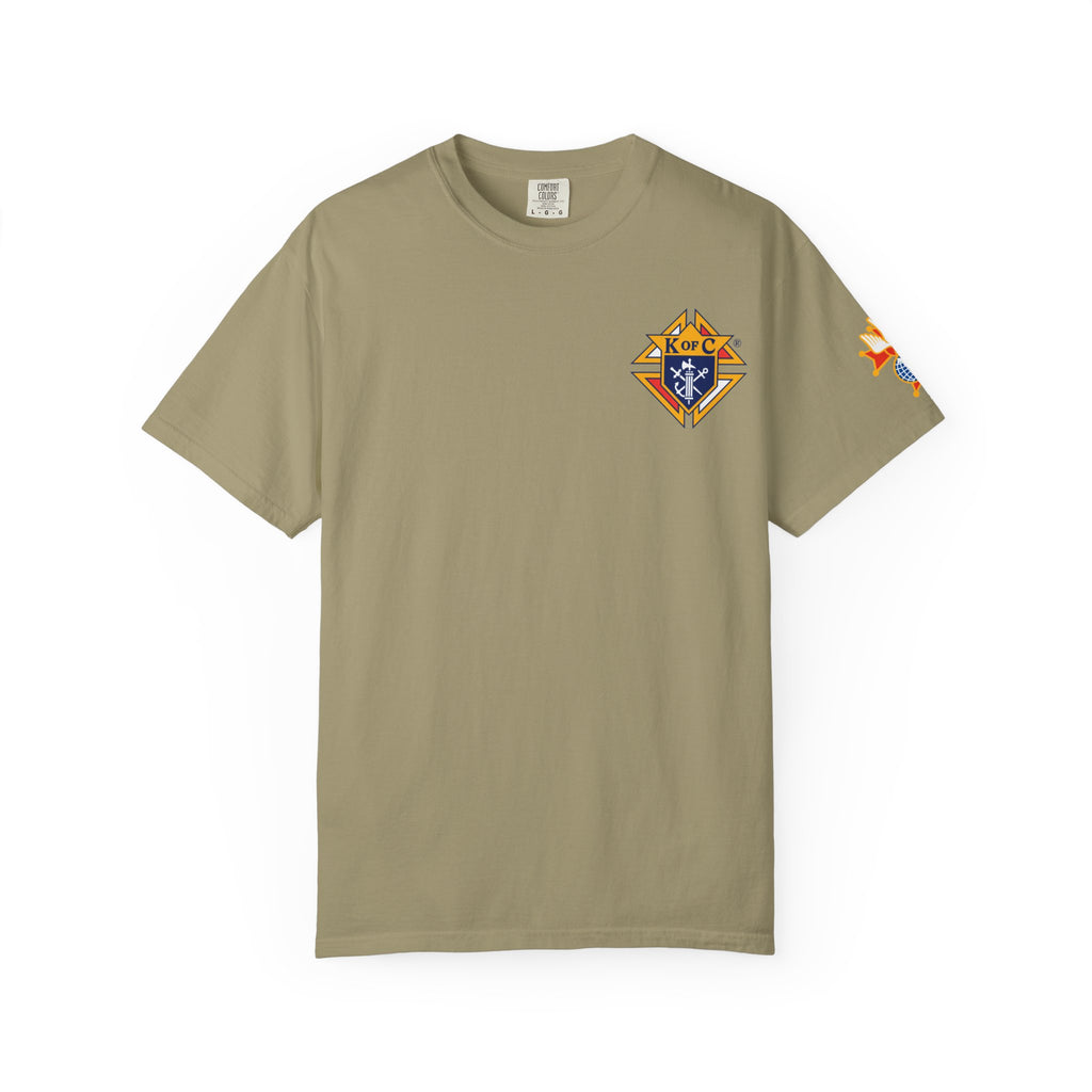 (Comfort Colors) 4th Degree Knights of Columbus Full Color Logo Front, Back Left Sleeve
