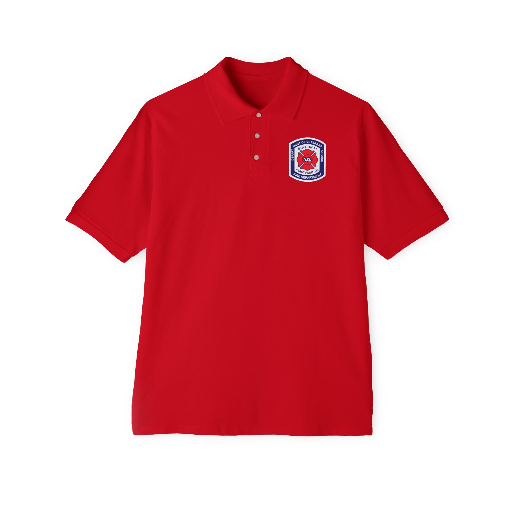 Jerzees Men's Polo Shirt with Fire Department Patch Chest Logo Only