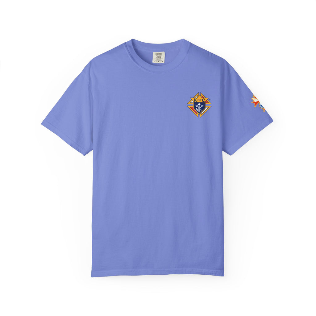 (Comfort Colors) 4th Degree Knights of Columbus Full Color Logo Front, Back Left Sleeve