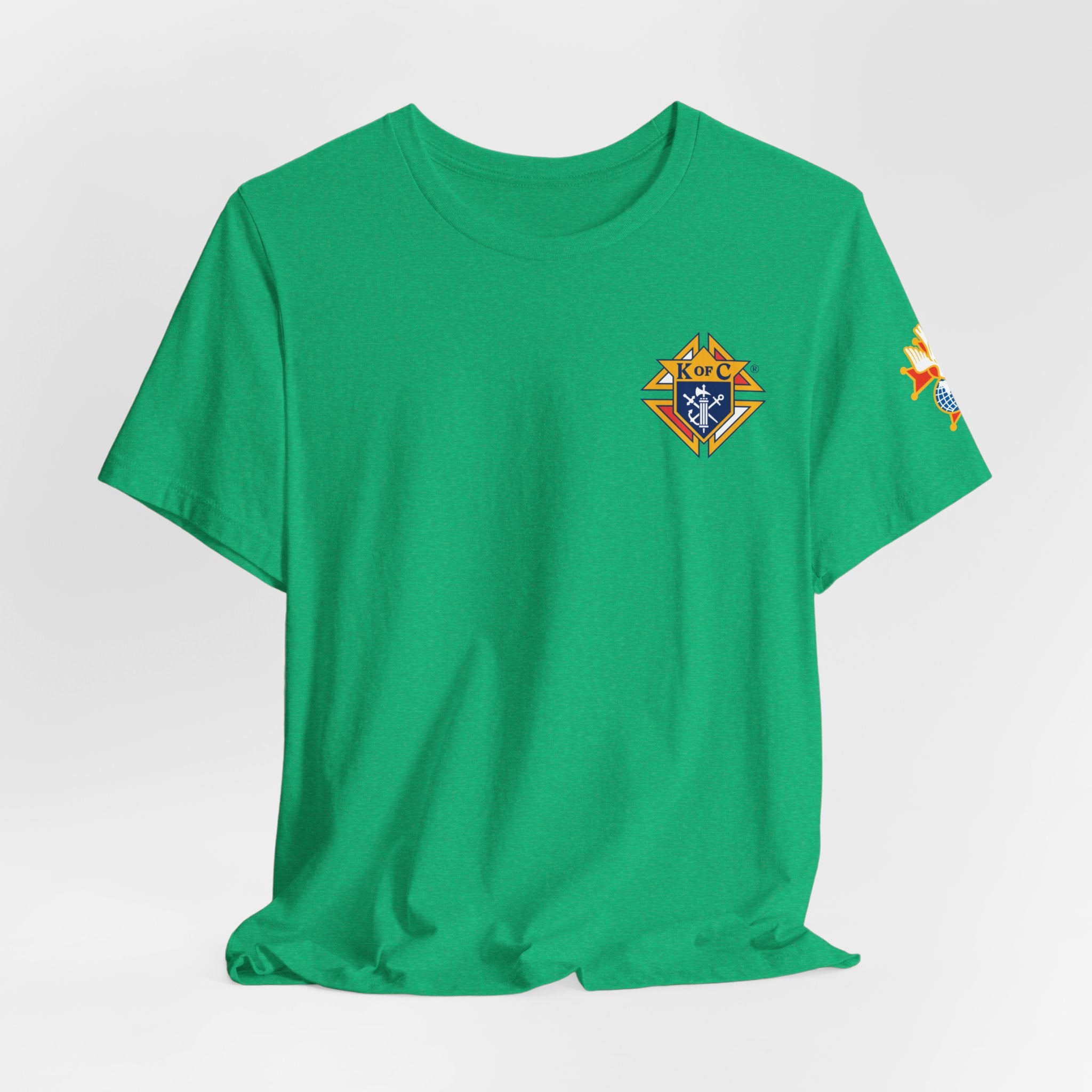 (Bella Canvas) 4th Degree Knights of Columbus Full Color Logo Front and Back, Left Sleeve