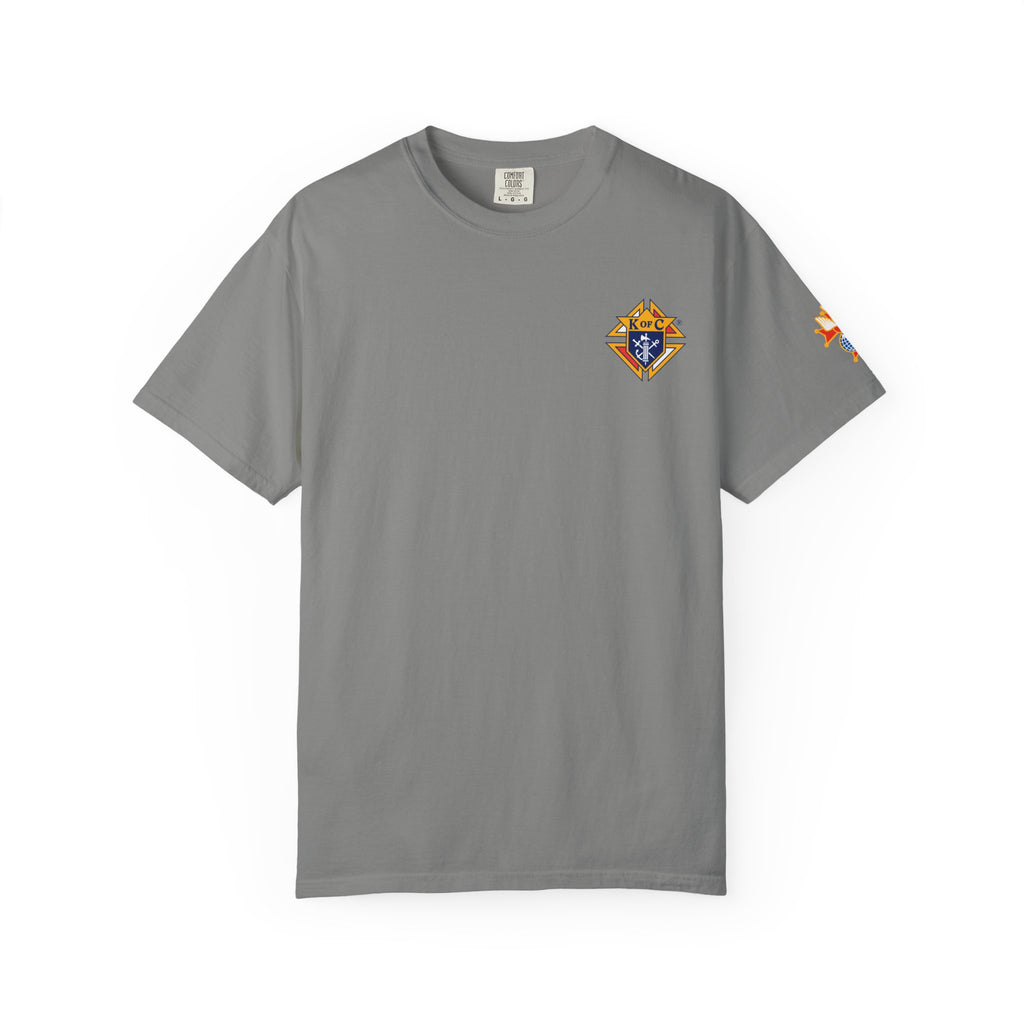 (Comfort Colors) 4th Degree Knights of Columbus Full Color Logo Front, Back Left Sleeve