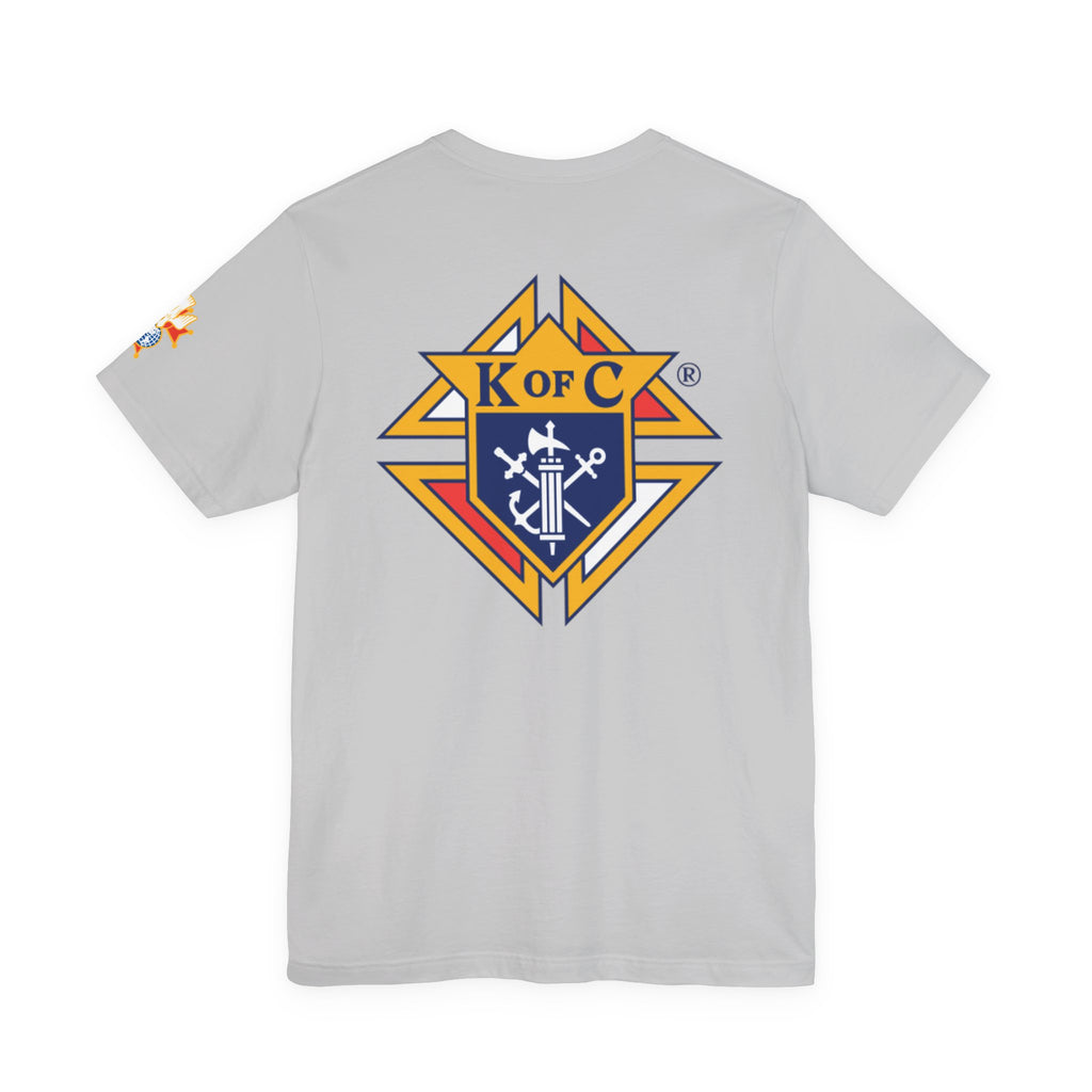 (Bella Canvas) 4th Degree Knights of Columbus Full Color Logo Front and Back, Left Sleeve