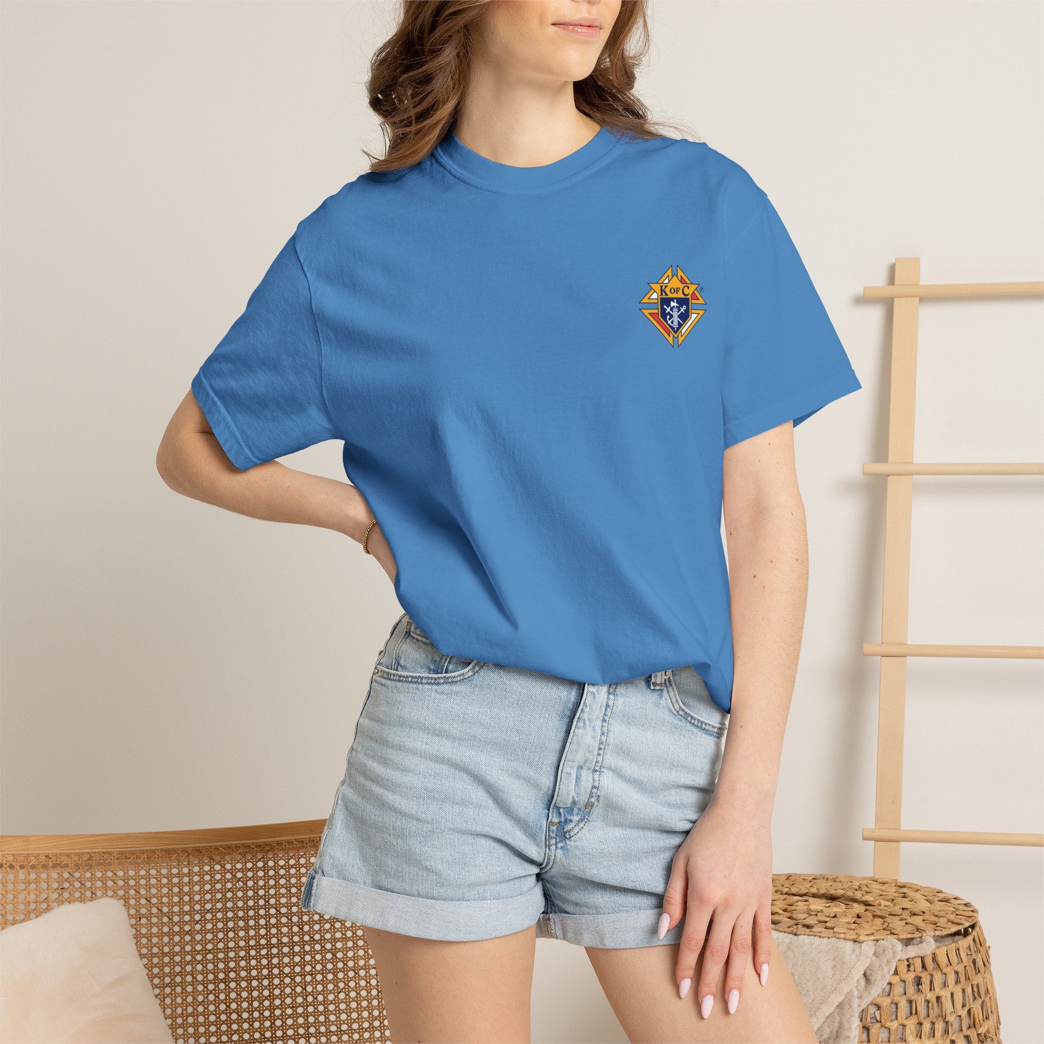 (Comfort Colors) Knights of Columbus Full Color Logo Front and Back