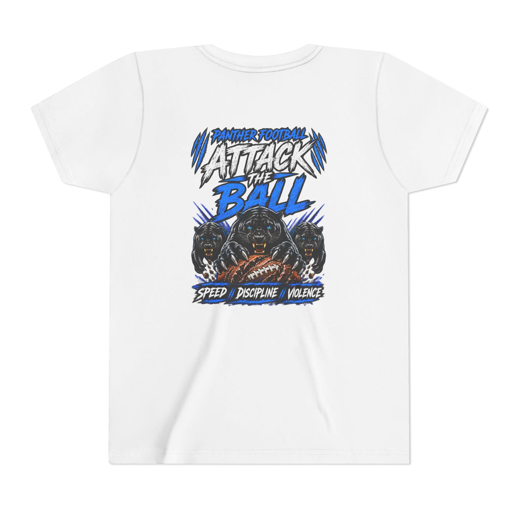 Youth Football 'Attack the Ball' Short Sleeve Tee - Panther Defense Graphic
