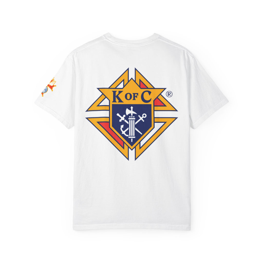 (Comfort Colors) 4th Degree Knights of Columbus Full Color Logo Front, Back Left Sleeve