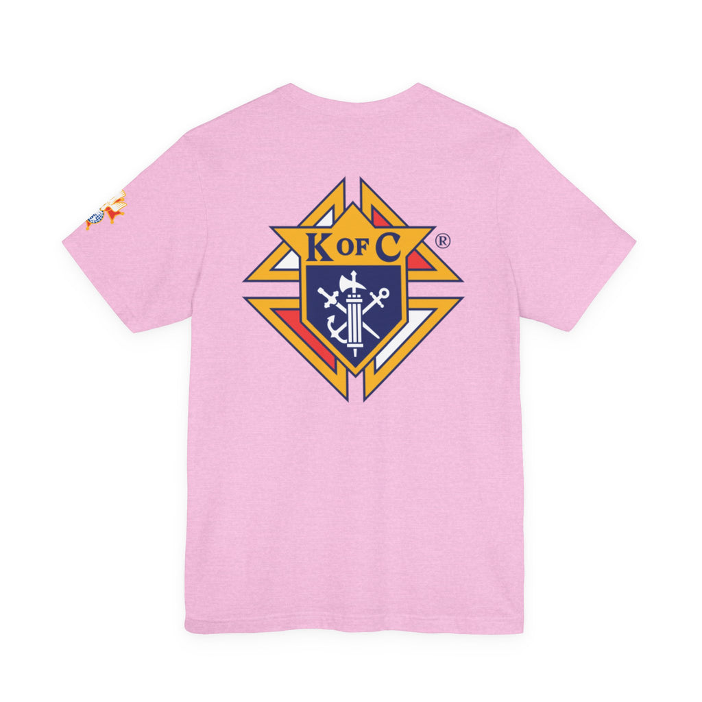 (Bella Canvas) 4th Degree Knights of Columbus Full Color Logo Front and Back, Left Sleeve