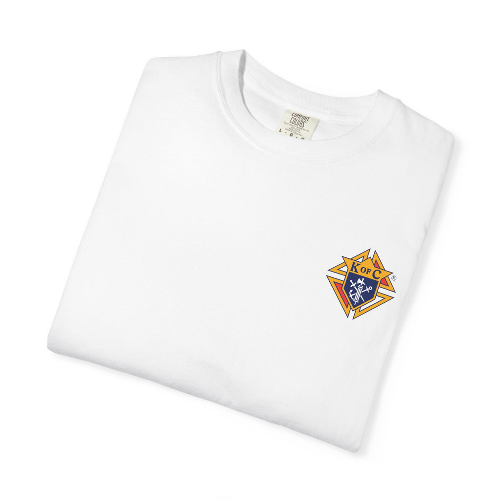 (Comfort Colors) 4th Degree Knights of Columbus Full Color Logo Front, Back Left Sleeve