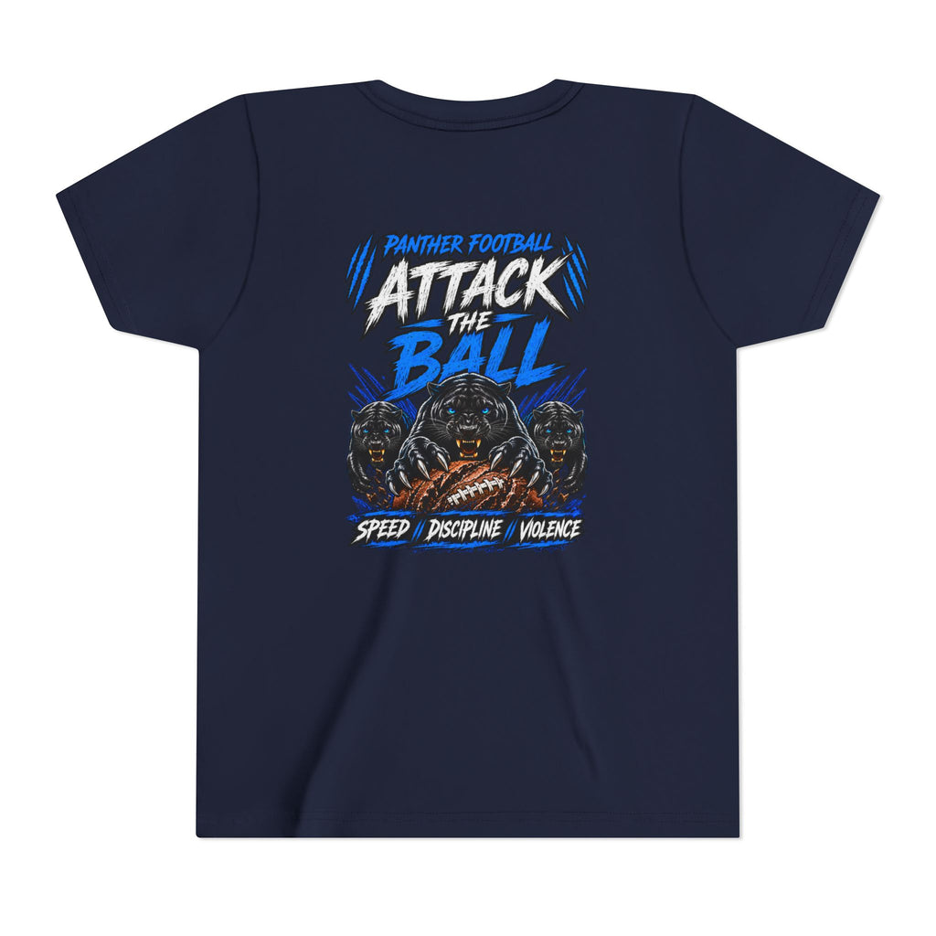 Youth Football 'Attack the Ball' Short Sleeve Tee - Panther Defense Graphic