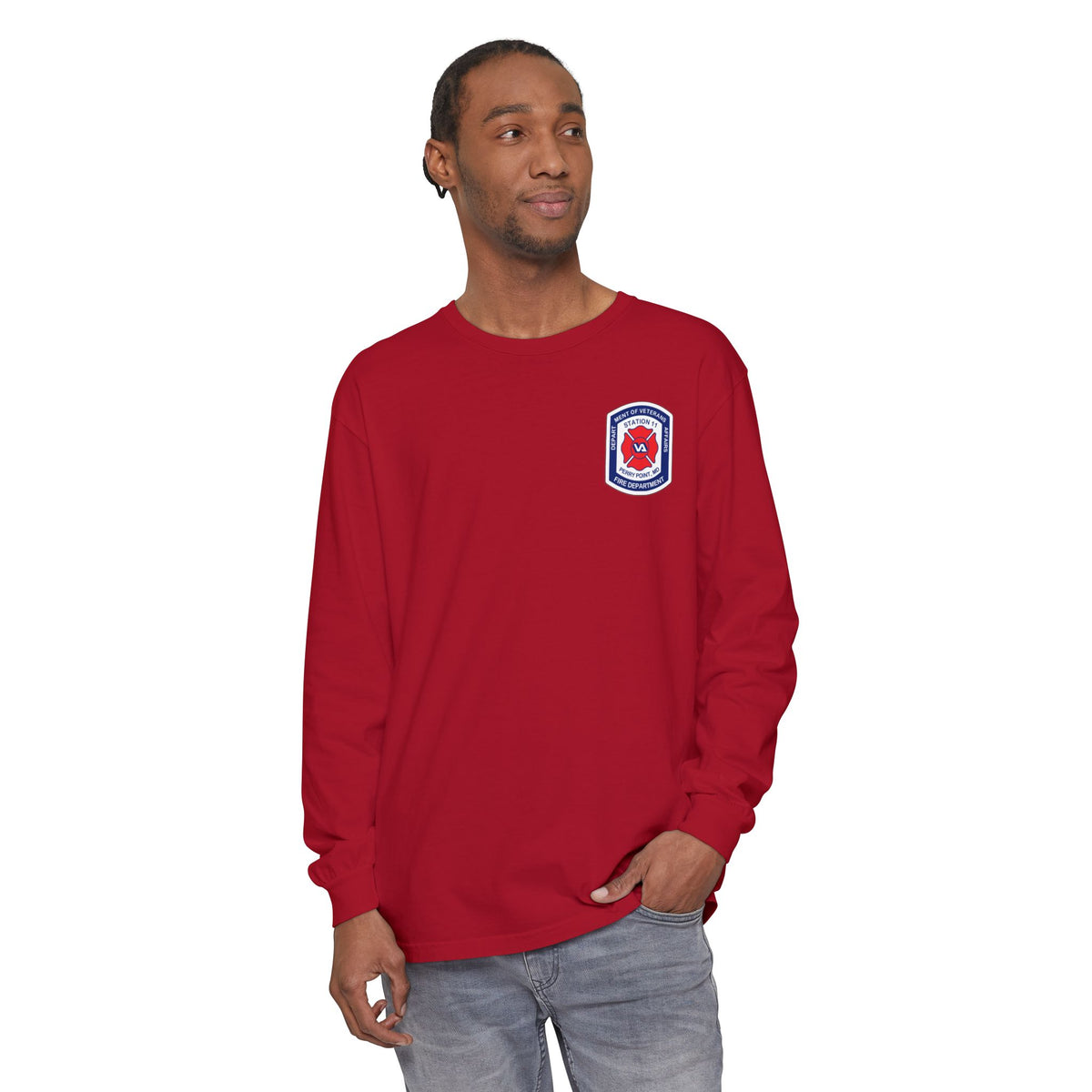 Firefighter Badge Long Sleeve T-Shirt PPFD Patch Front Only
