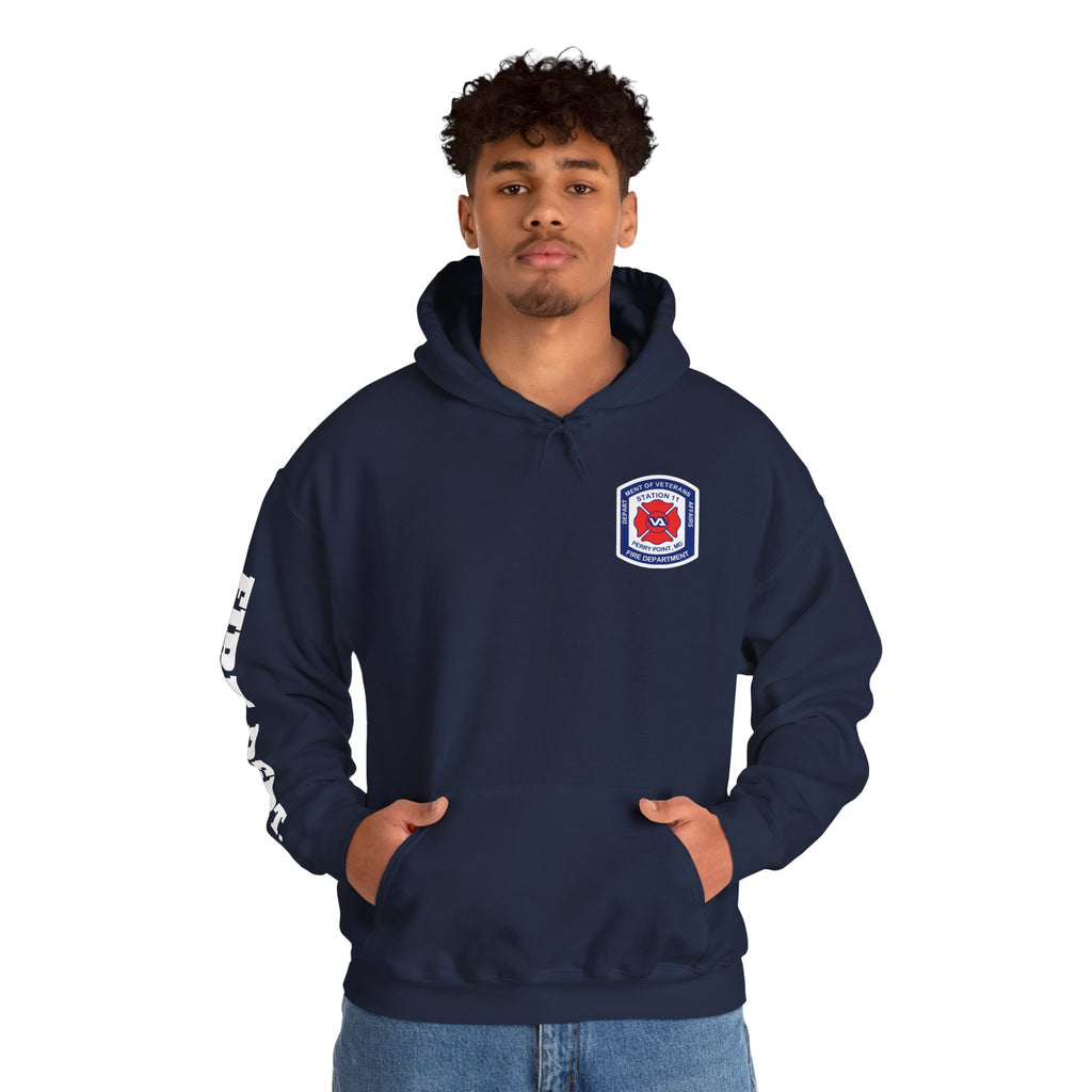 PPFD Patch Hoodie - PPFD 11 Back - FIRE DEPT. Sleeve - Hooded Sweatshirt