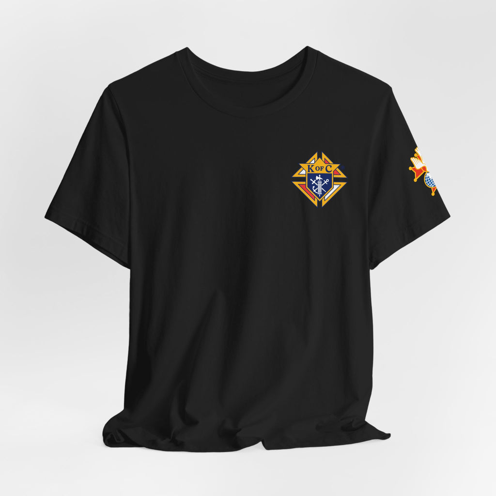 (Bella Canvas) 4th Degree Knights of Columbus Full Color Logo Front and Back, Left Sleeve