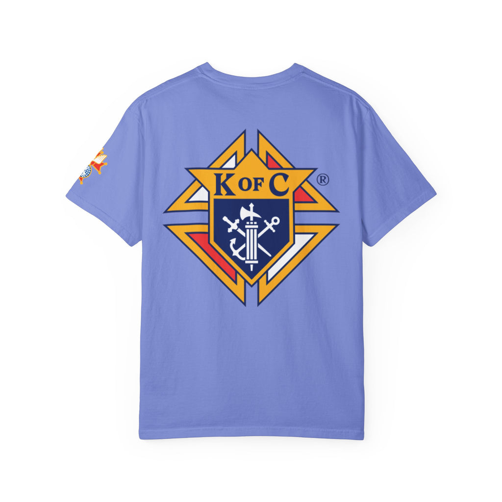 (Comfort Colors) 4th Degree Knights of Columbus Full Color Logo Front, Back Left Sleeve