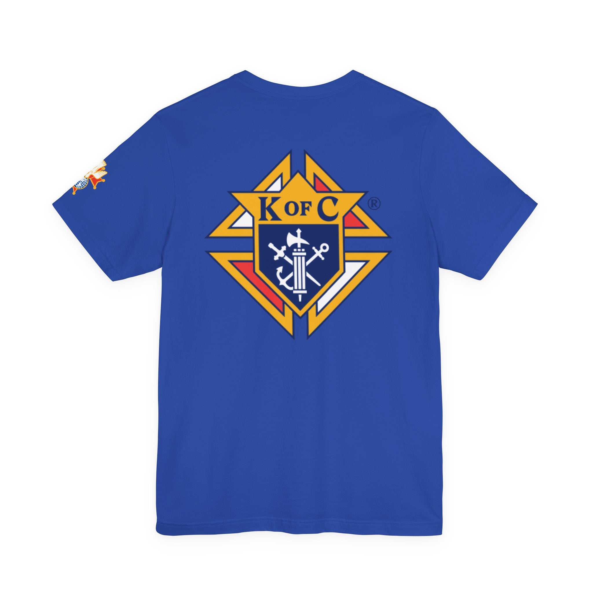 (Bella Canvas) 4th Degree Knights of Columbus Full Color Logo Front and Back, Left Sleeve