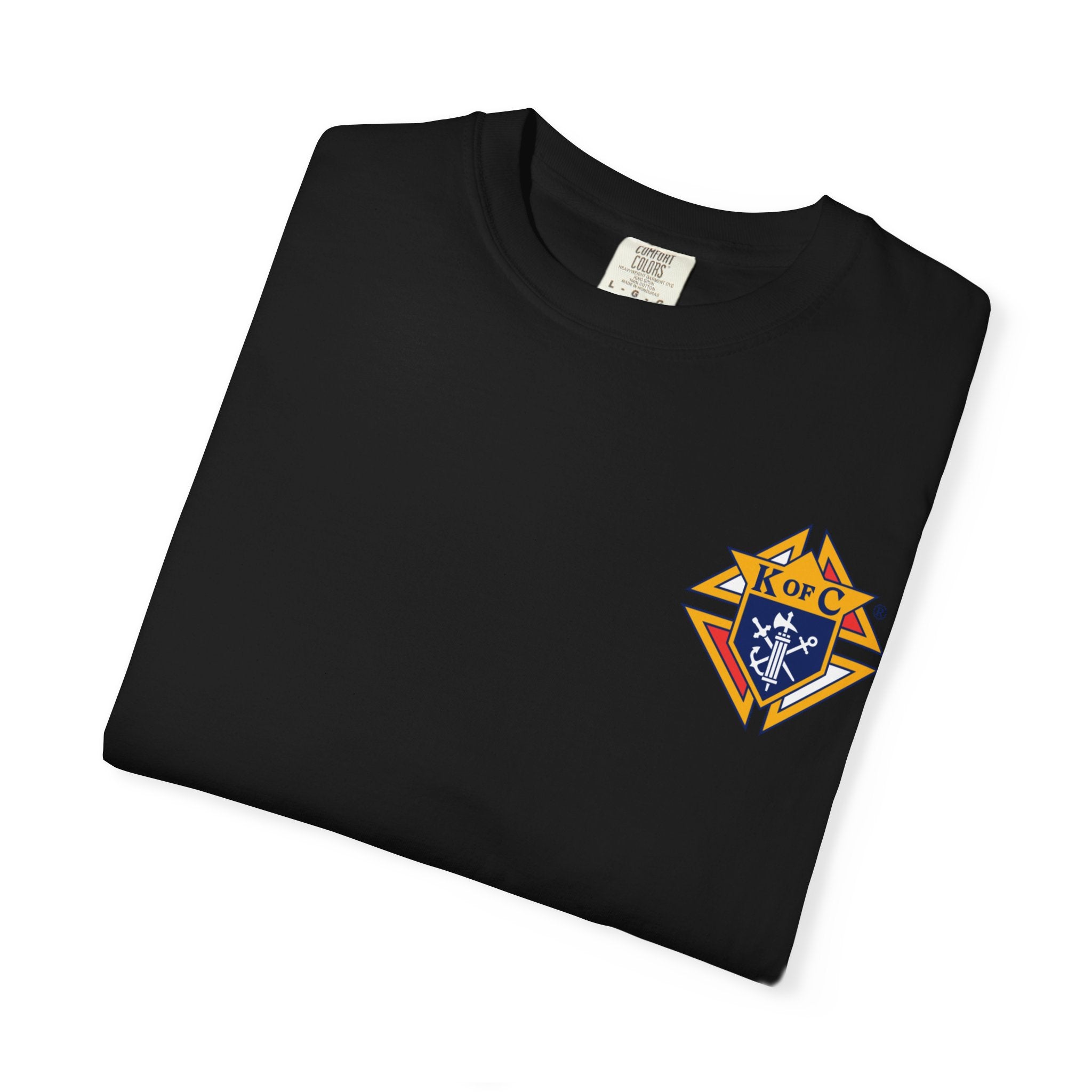 (Comfort Colors) 4th Degree Knights of Columbus Full Color Logo Front, Back Left Sleeve