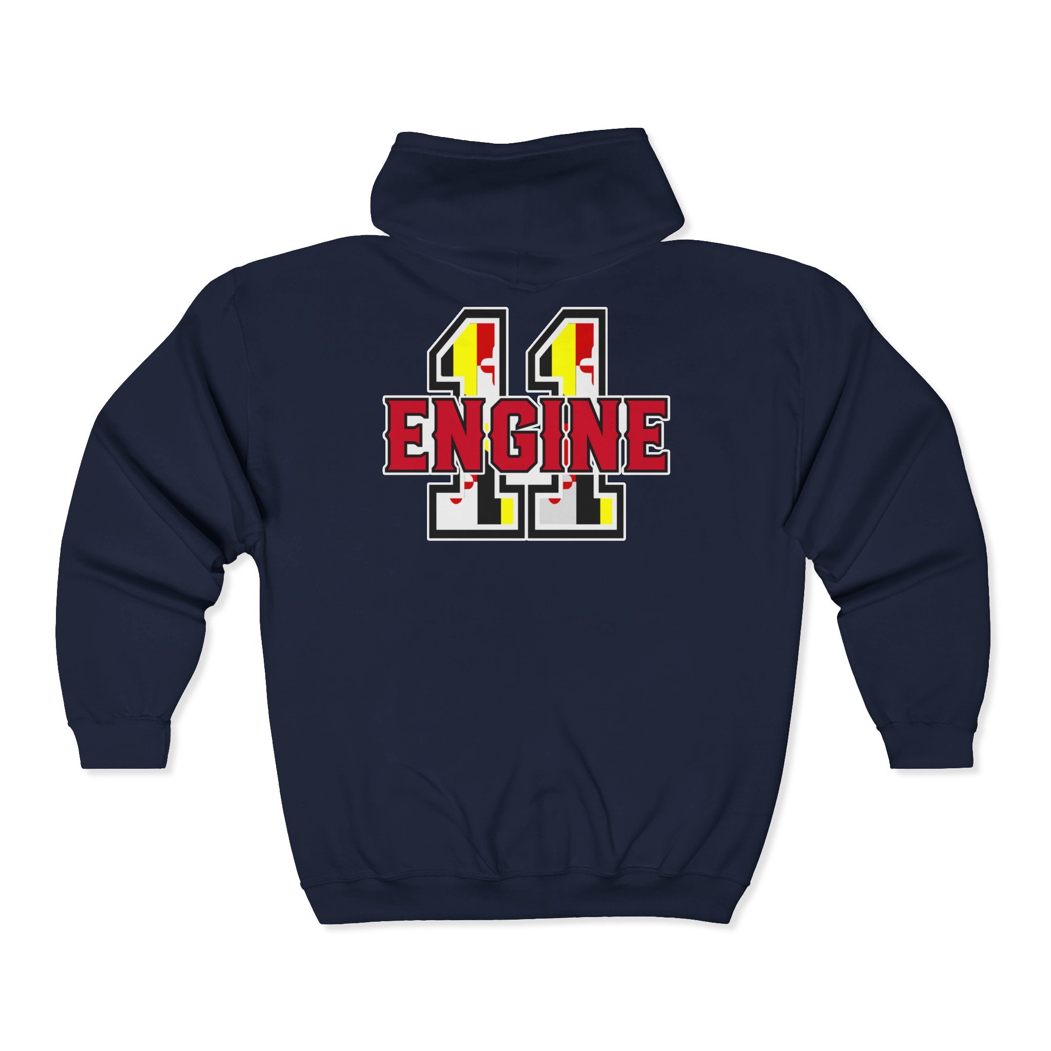 PPFD  Patch -MD Flag - Engine 11 Back  - Zip Front Hoodie
