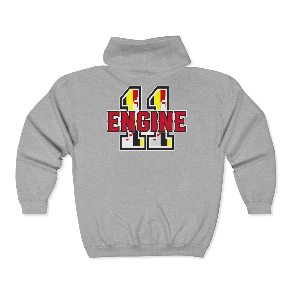 PPFD  Patch -MD Flag - Engine 11 Back  - Zip Front Hoodie