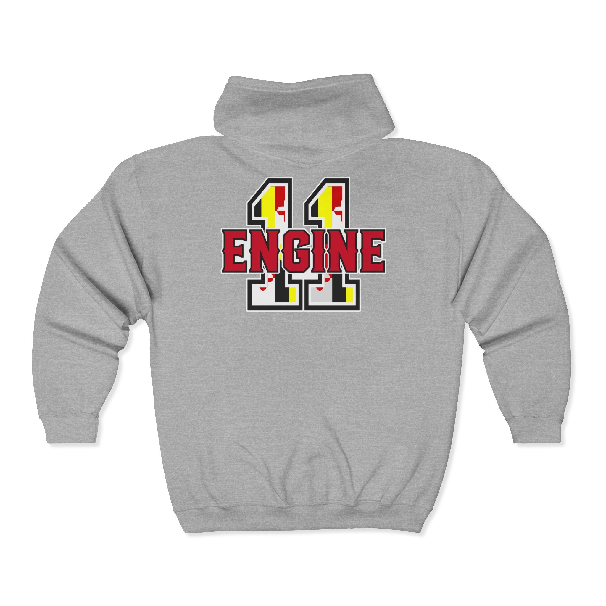 PPFD  Patch -MD Flag - Engine 11 Back  - Zip Front Hoodie