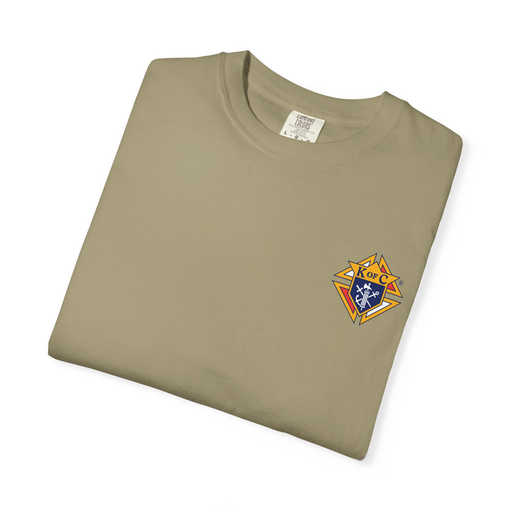 (Comfort Colors) 4th Degree Knights of Columbus Full Color Logo Front, Back Left Sleeve