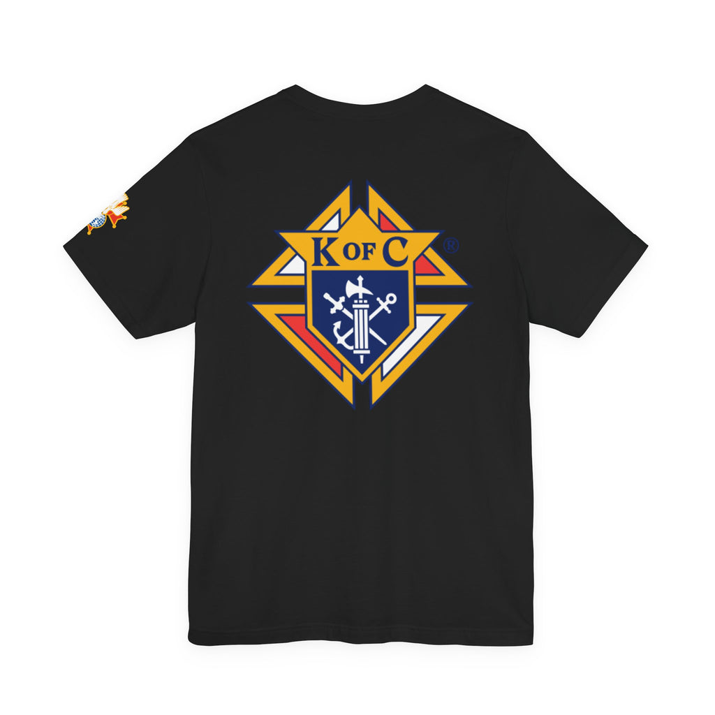 (Bella Canvas) 4th Degree Knights of Columbus Full Color Logo Front and Back, Left Sleeve