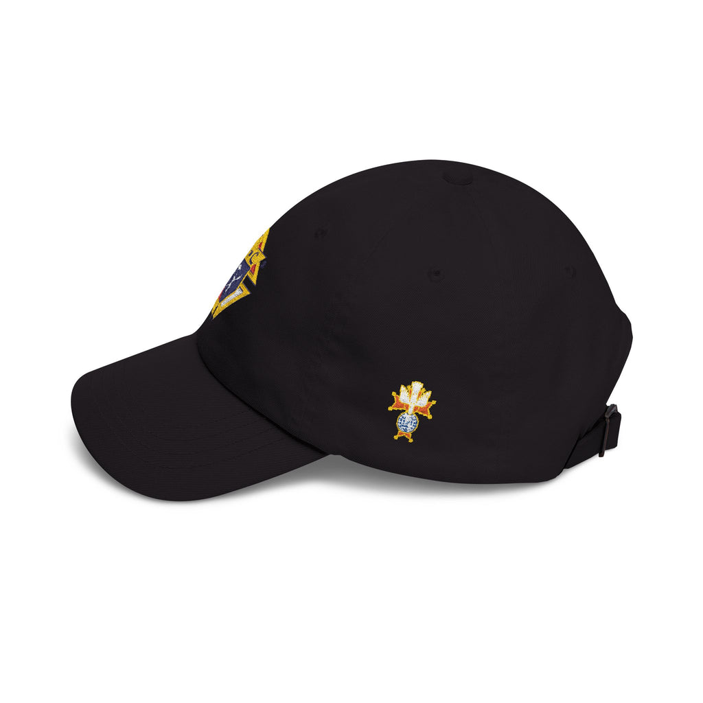 4th Degree Knight Emblem EMBROIDERED — Classic White Baseball Hat with Gold & Blue Crest