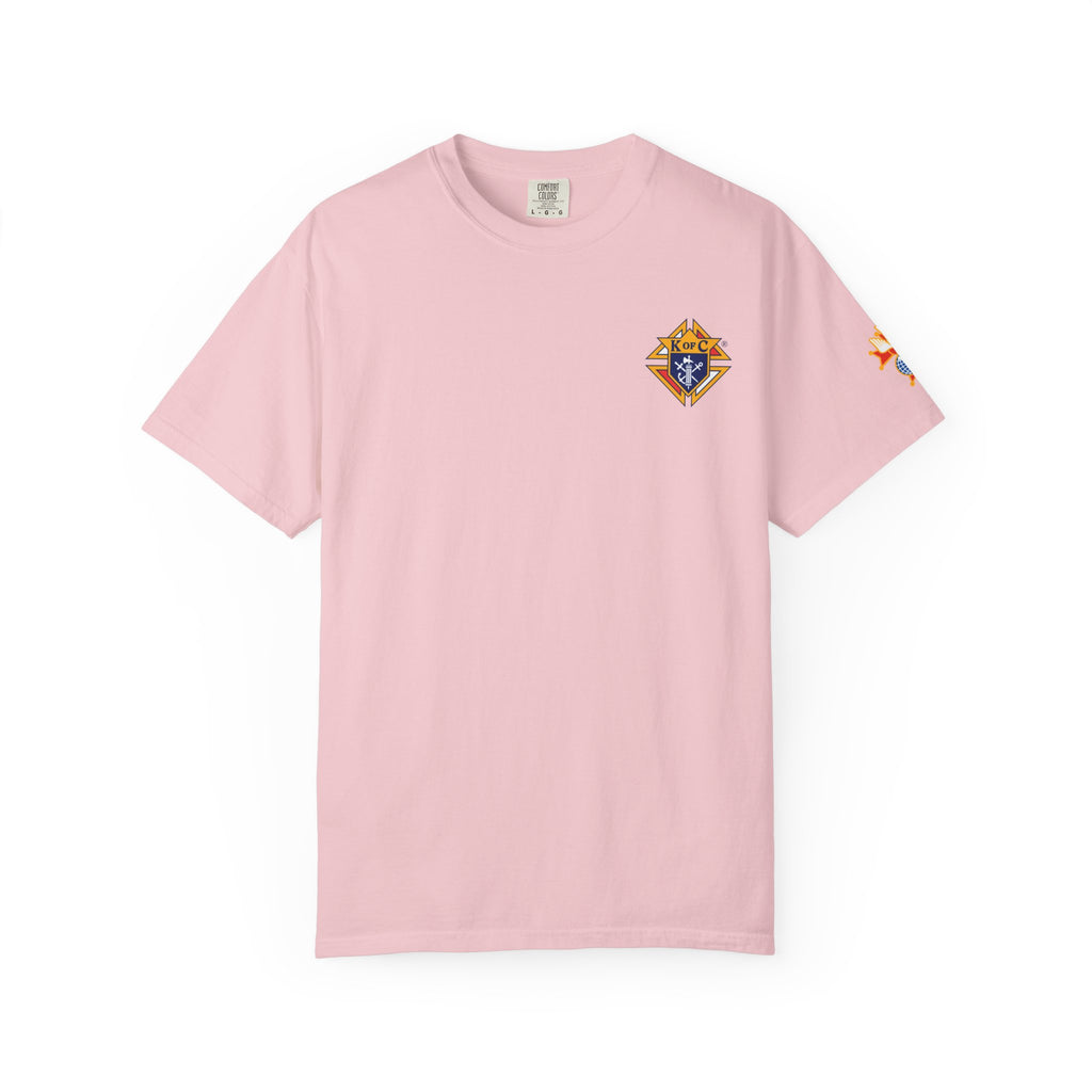(Comfort Colors) 4th Degree Knights of Columbus Full Color Logo Front, Back Left Sleeve