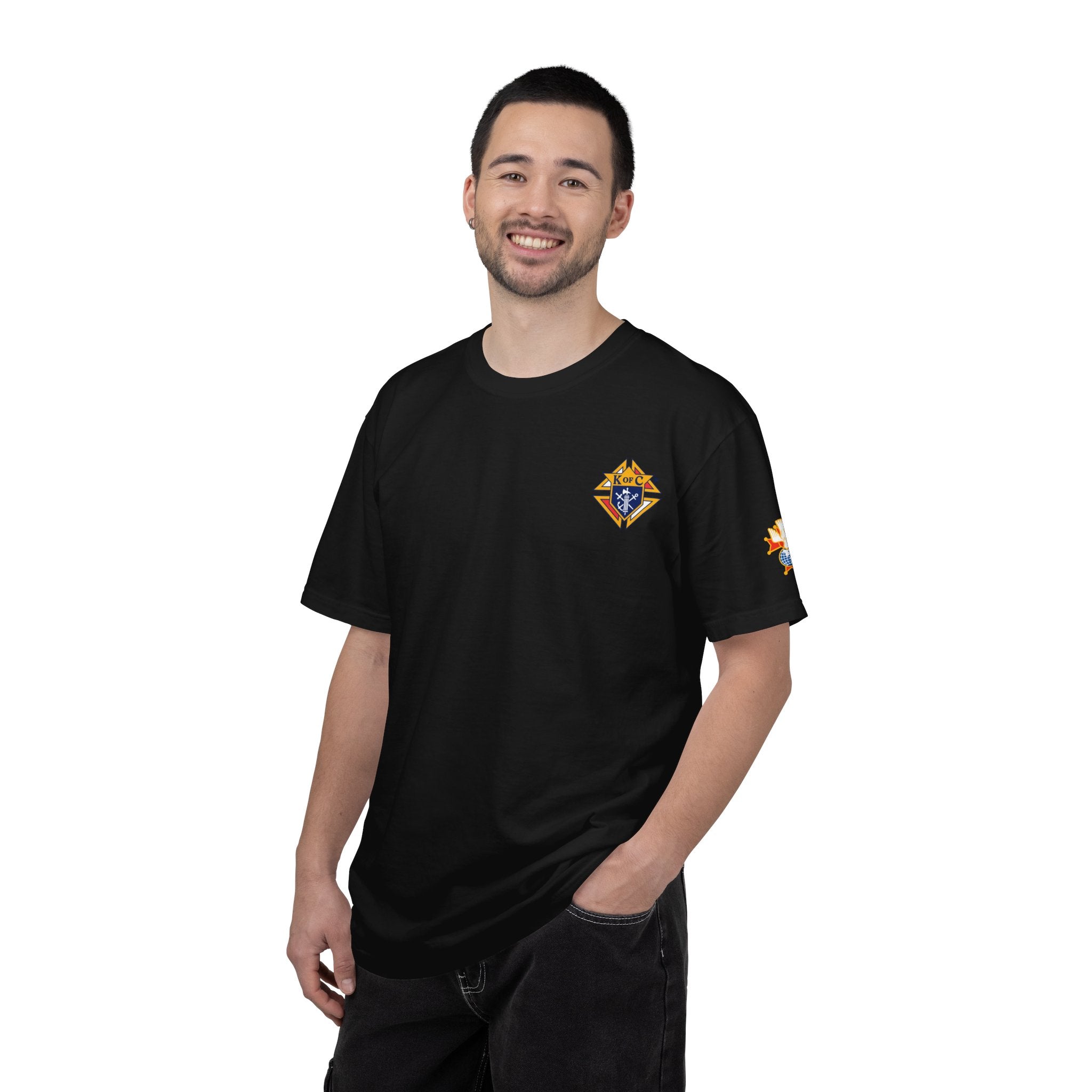 (Comfort Colors) 4th Degree Knights of Columbus Full Color Logo Front, Back Left Sleeve