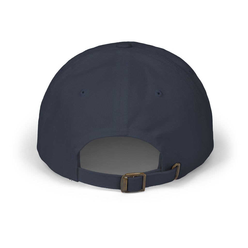 Knight Emblem EMBROIDERED — Classic White Baseball Hat with Gold & Blue Crest