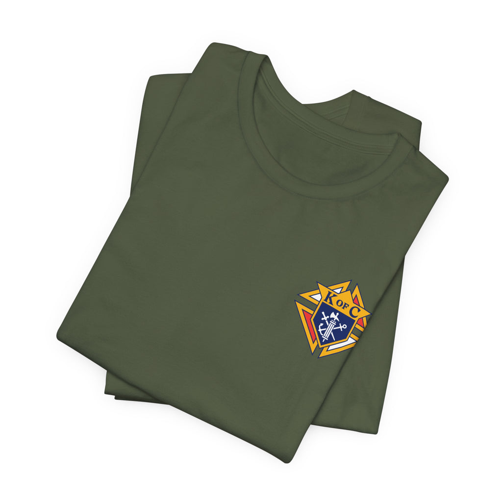 (Bella Canvas) 4th Degree Knights of Columbus Full Color Logo Front and Back, Left Sleeve