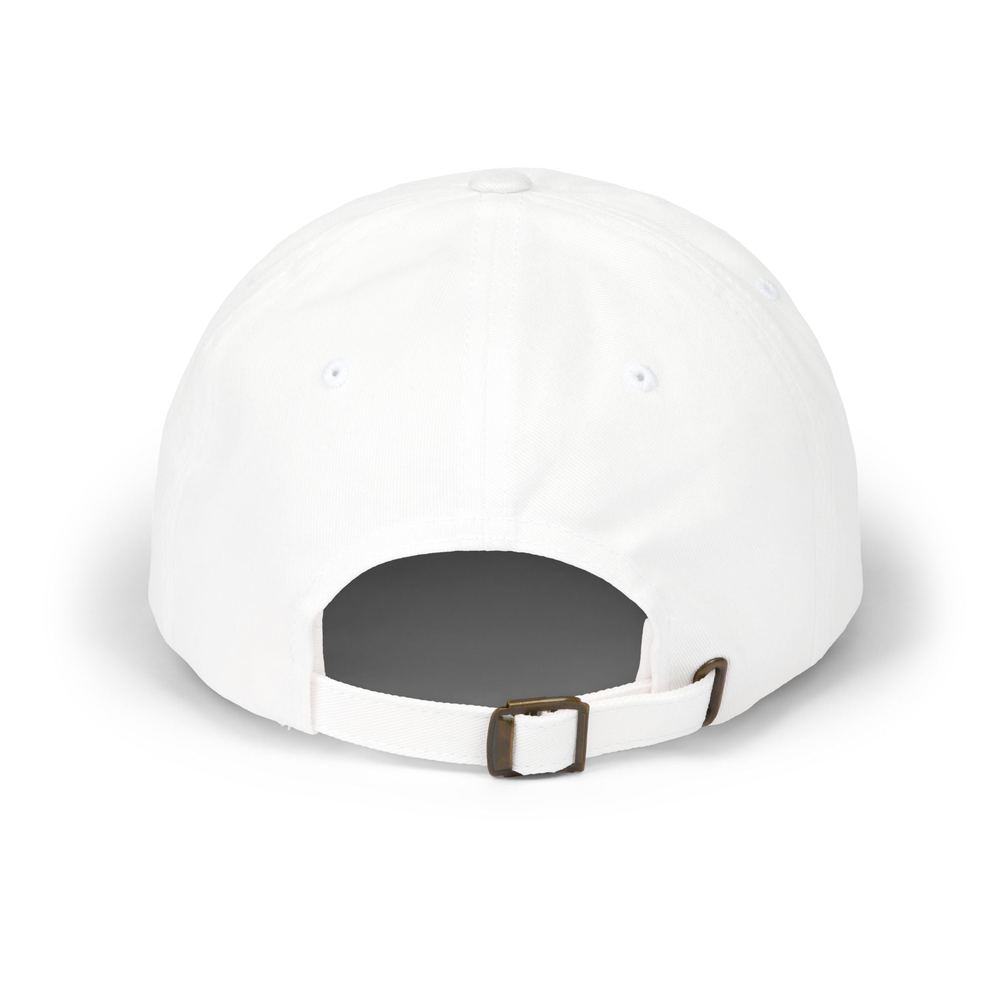 Knight Emblem EMBROIDERED — Classic White Baseball Hat with Gold & Blue Crest
