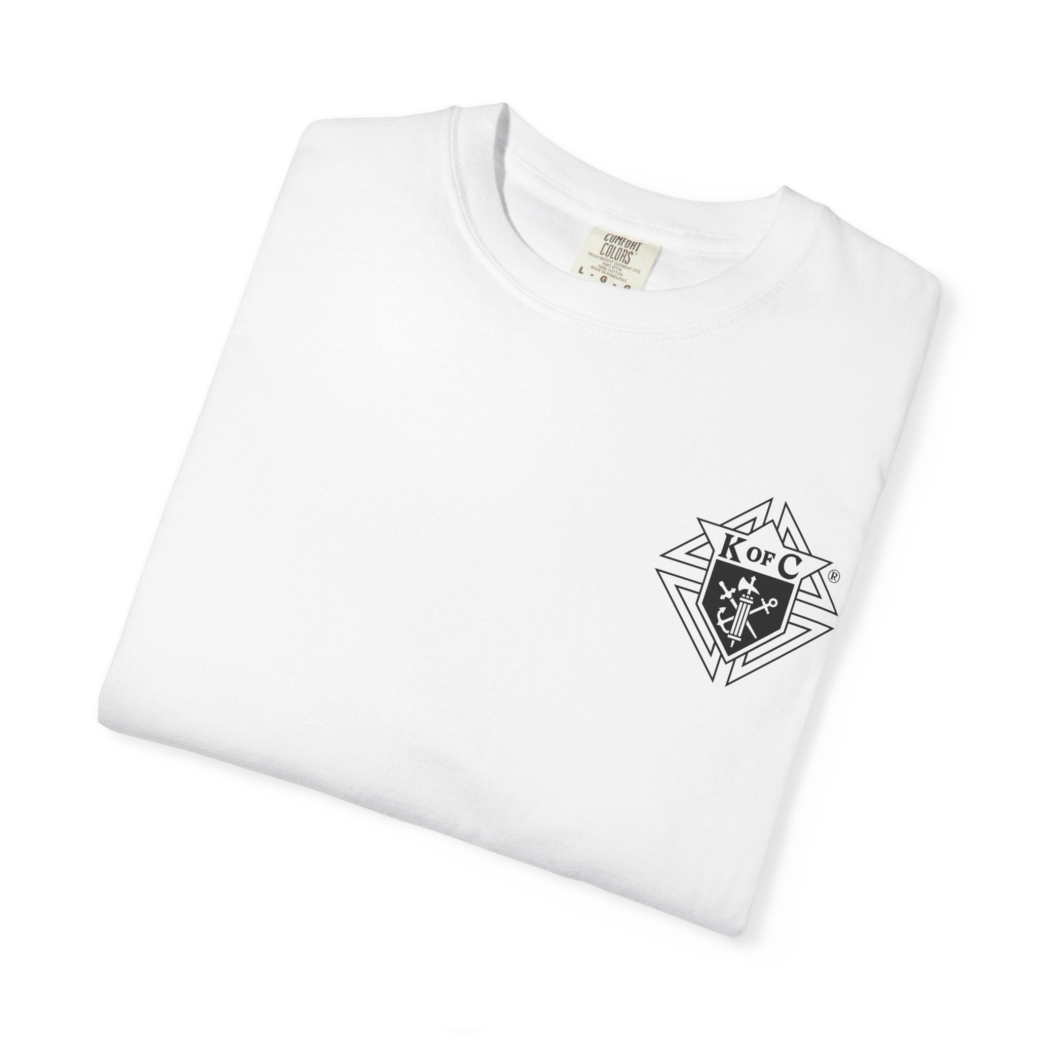 (Comfort Colors) Knights of Columbus White Logo T-Shirt