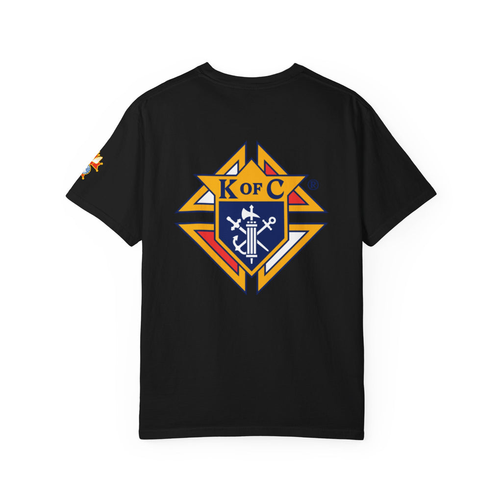 (Comfort Colors) 4th Degree Knights of Columbus Full Color Logo Front, Back Left Sleeve