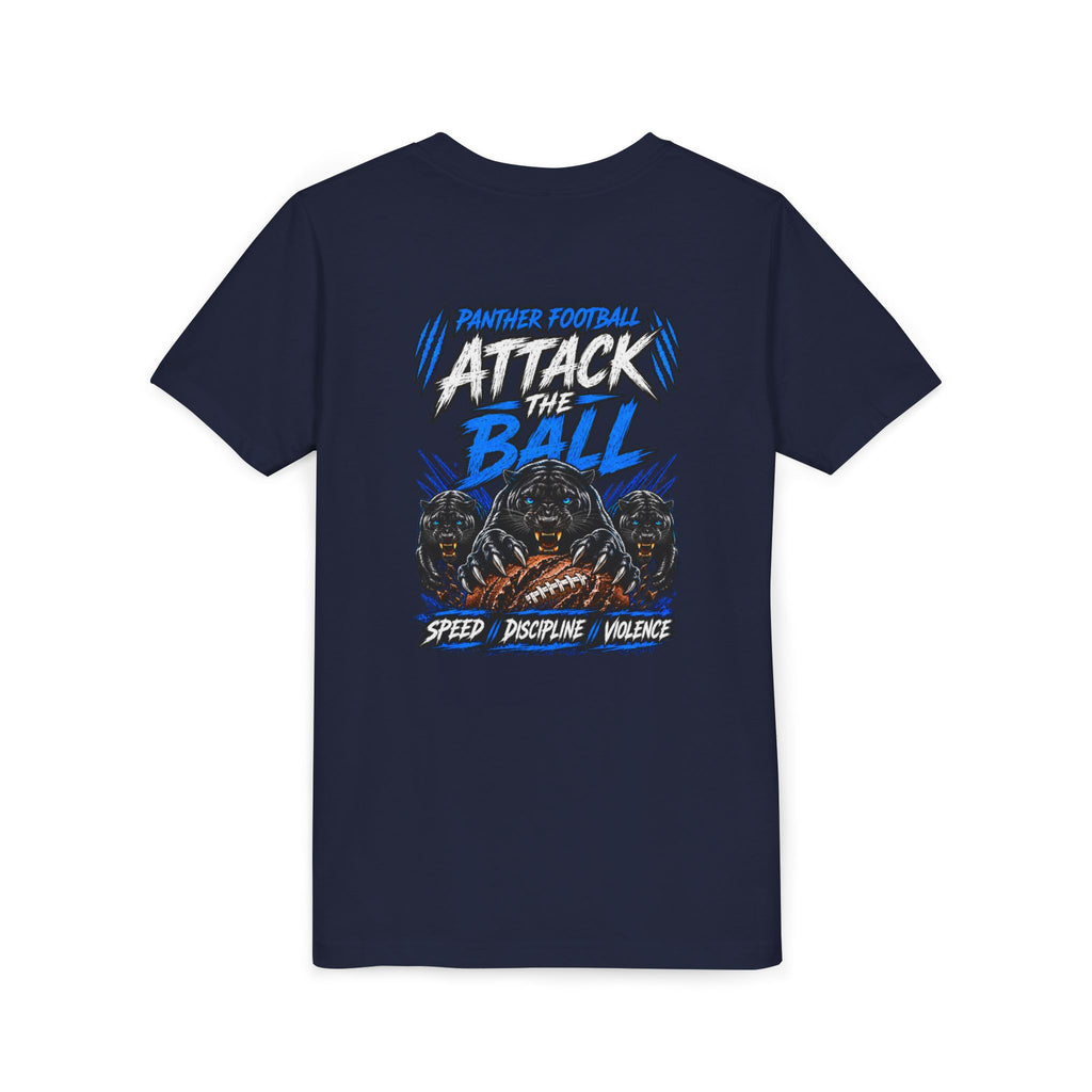 Youth Football 'Attack the Ball' Short Sleeve Tee - Panther Defense Graphic